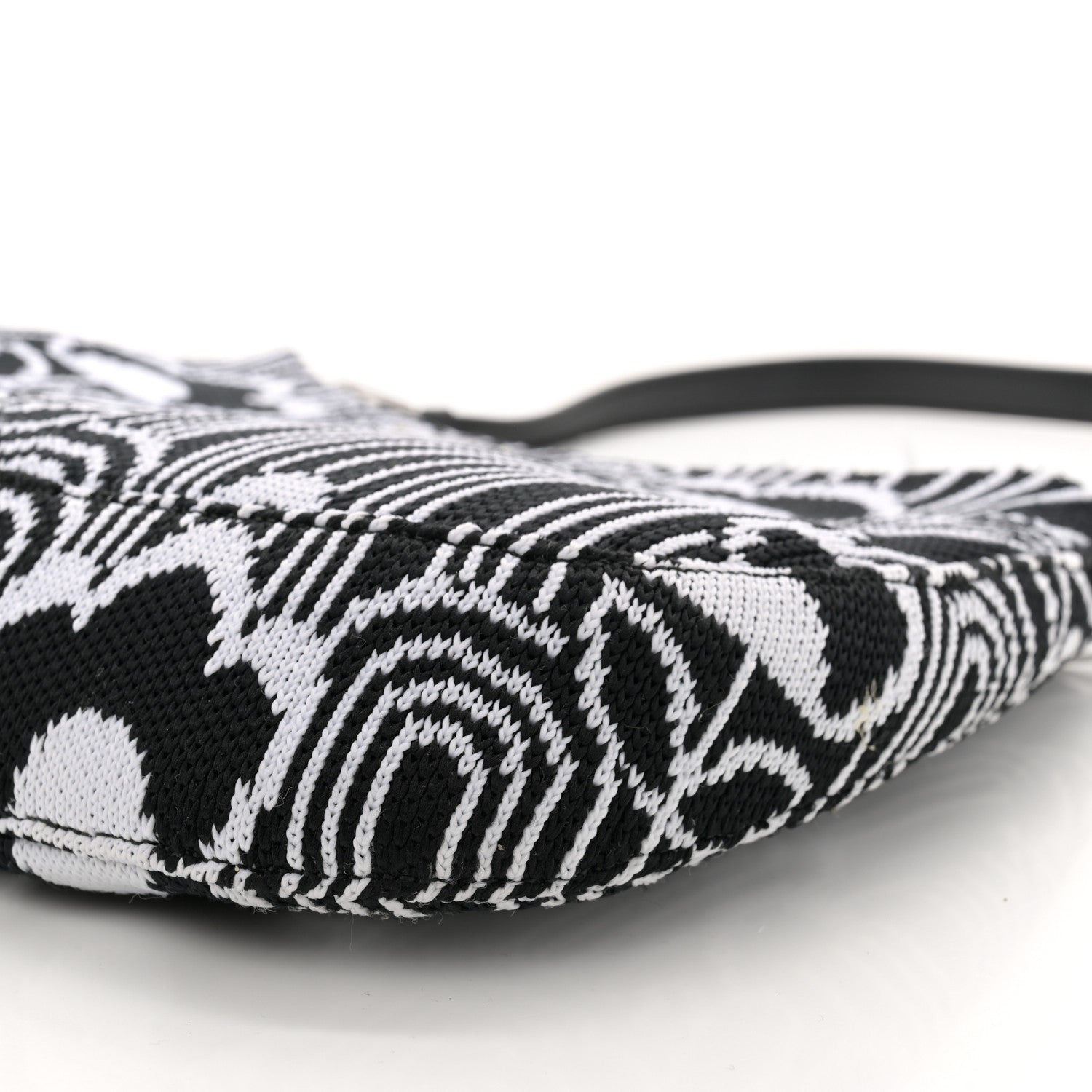 Prada Maglia Jacquard Cleo Shoulder Bag Black White 9 of 9