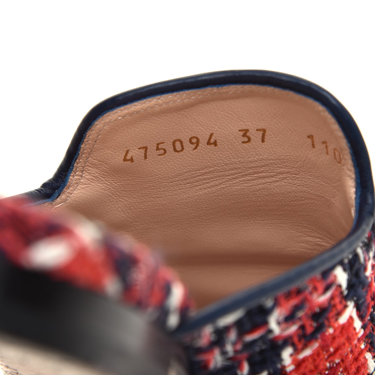Tweed Check Womens Princetown Slippers 37 Hibiscus Red Royal Blue