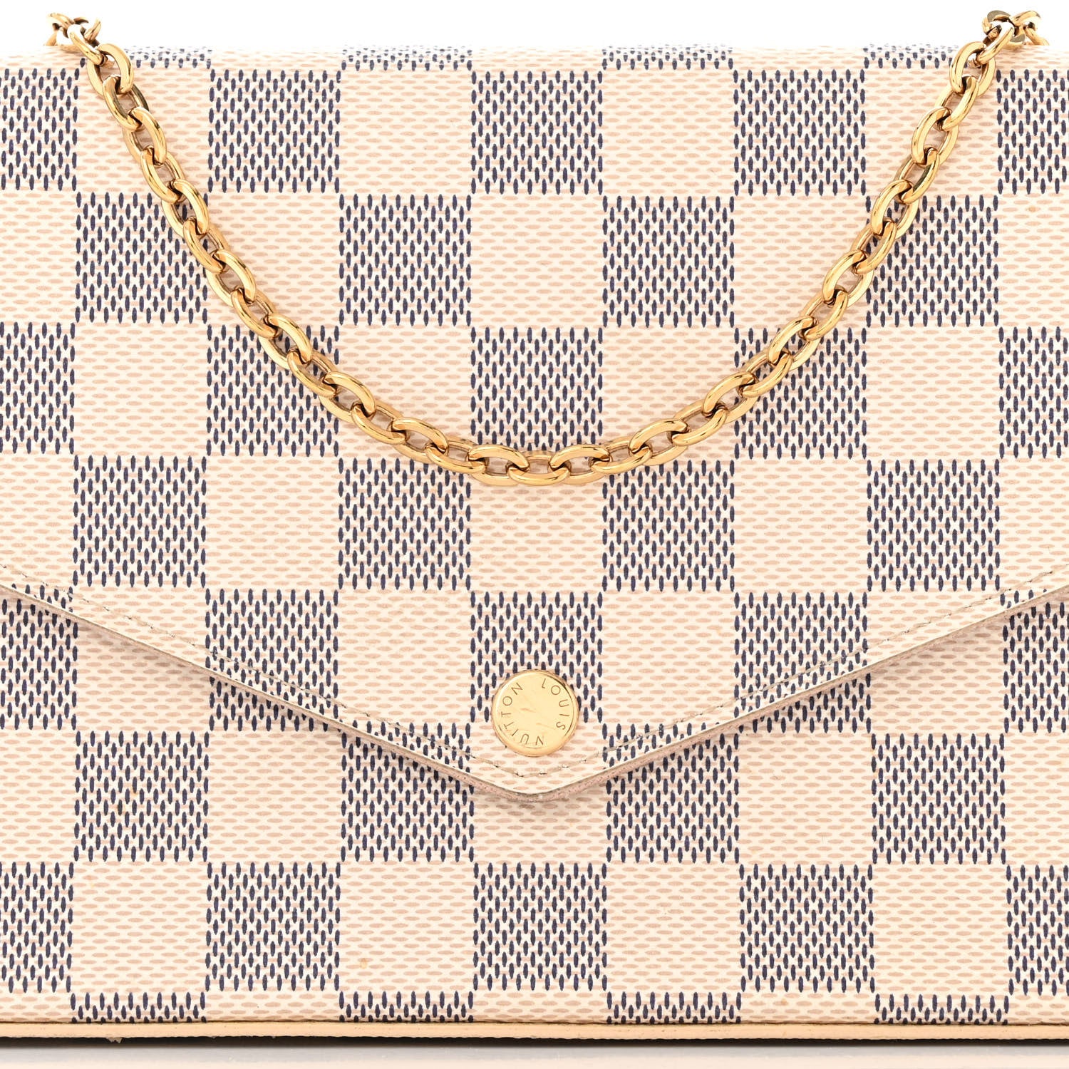 Louis Vuitton Damier Azur Pochette Felicie Chain Wallet Rose Ballerine 9 of 14