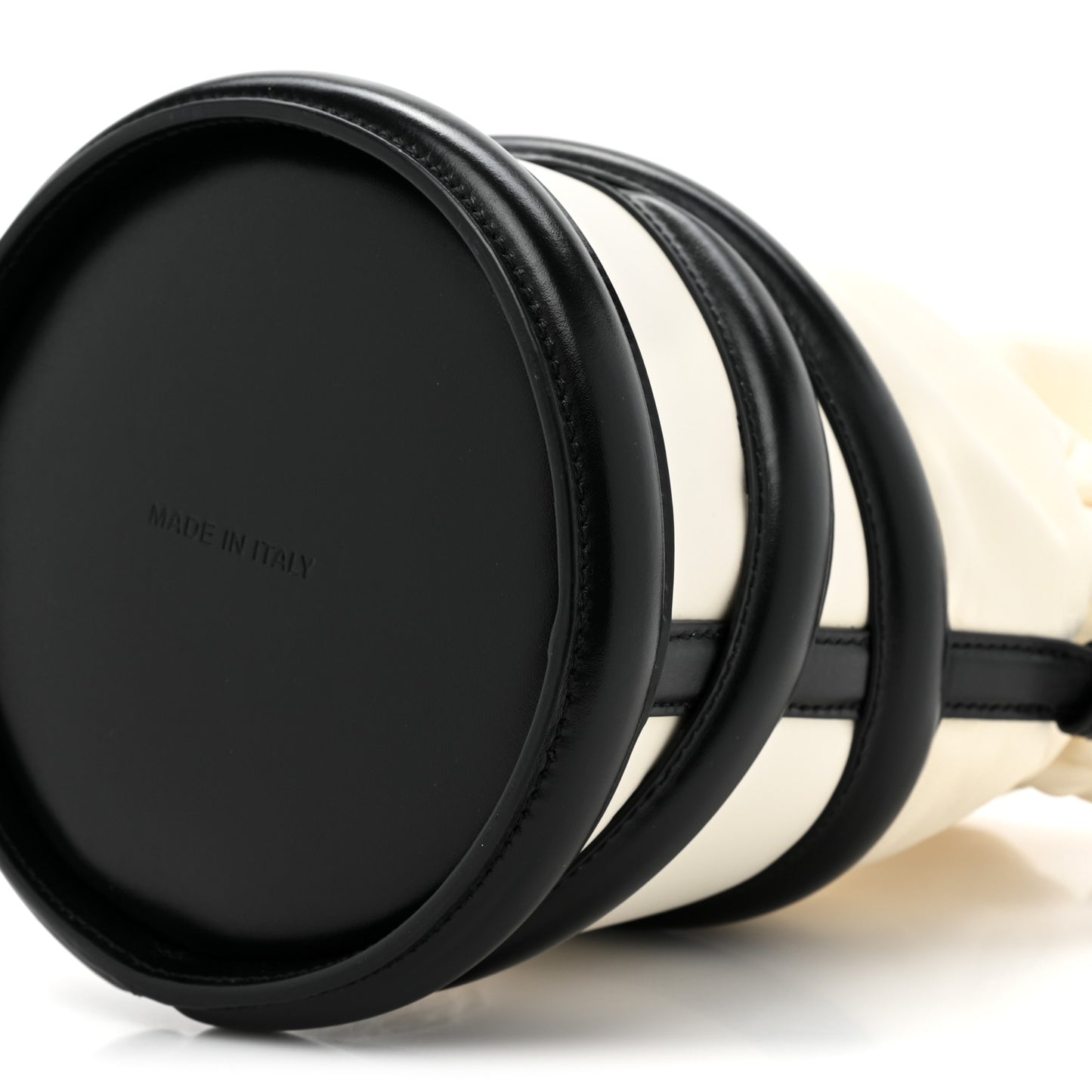 Calfskin Curve Bucket Bag Black White