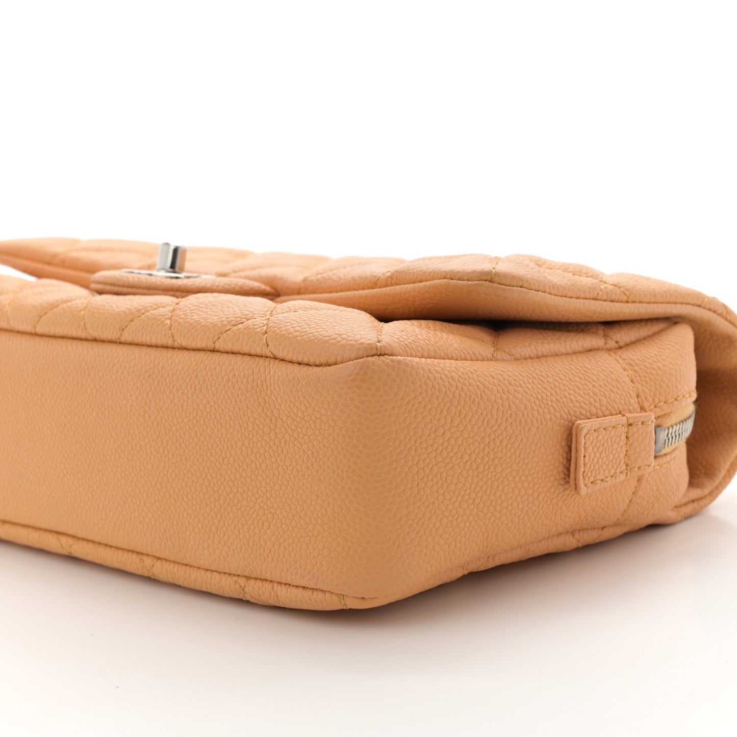 Caviar Quilted Medium Casual Journey Flap Dark Beige