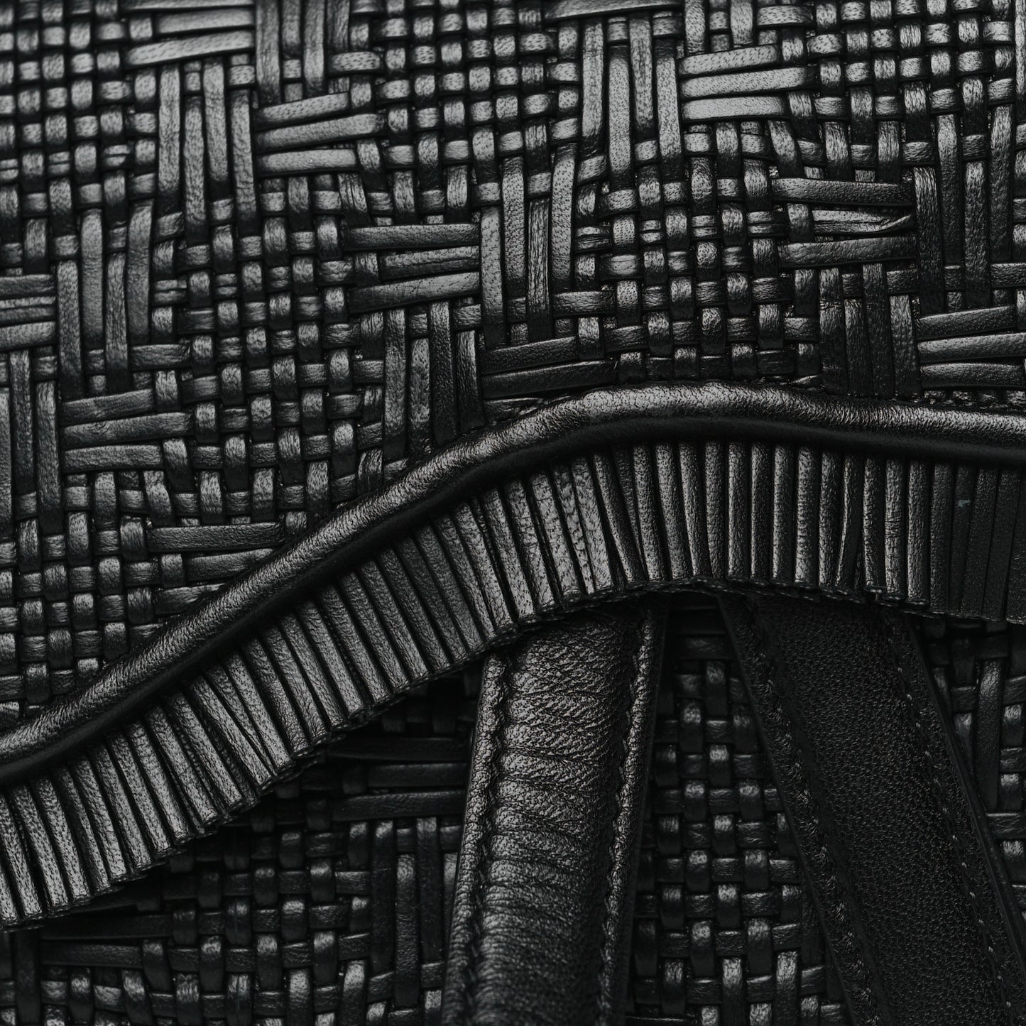 Calfskin Braided Saddle Belt Bag Black