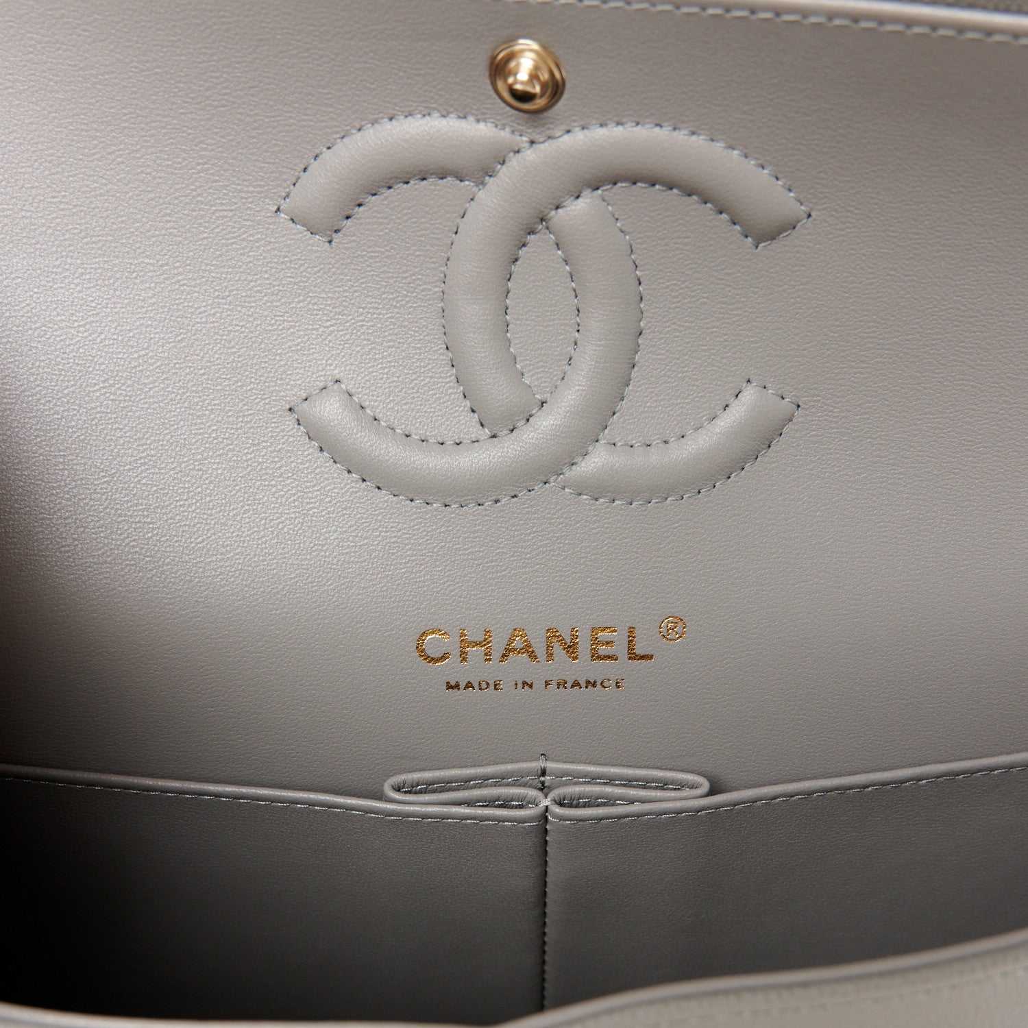 Chanel Caviar Quilted Medium Double Flap Grey 6 of 10