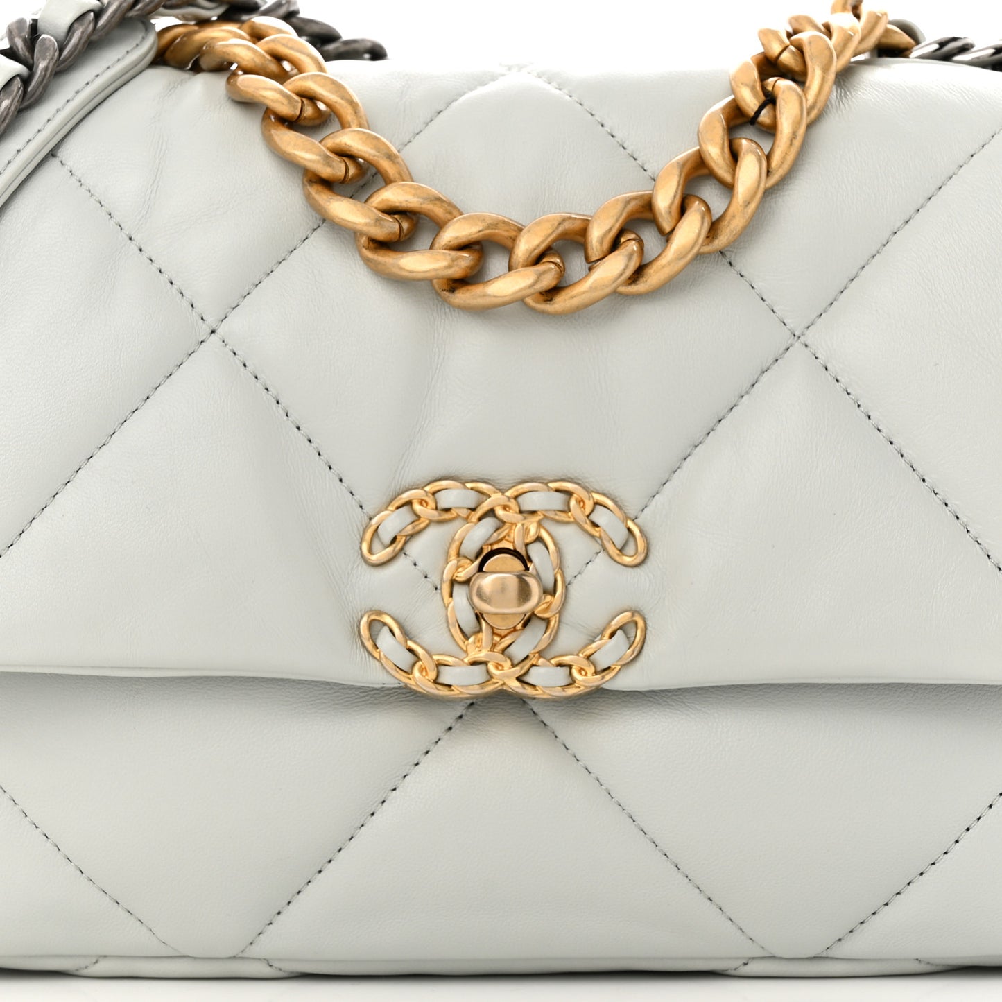 Lambskin Quilted Medium Chanel 19 Flap Light Blue