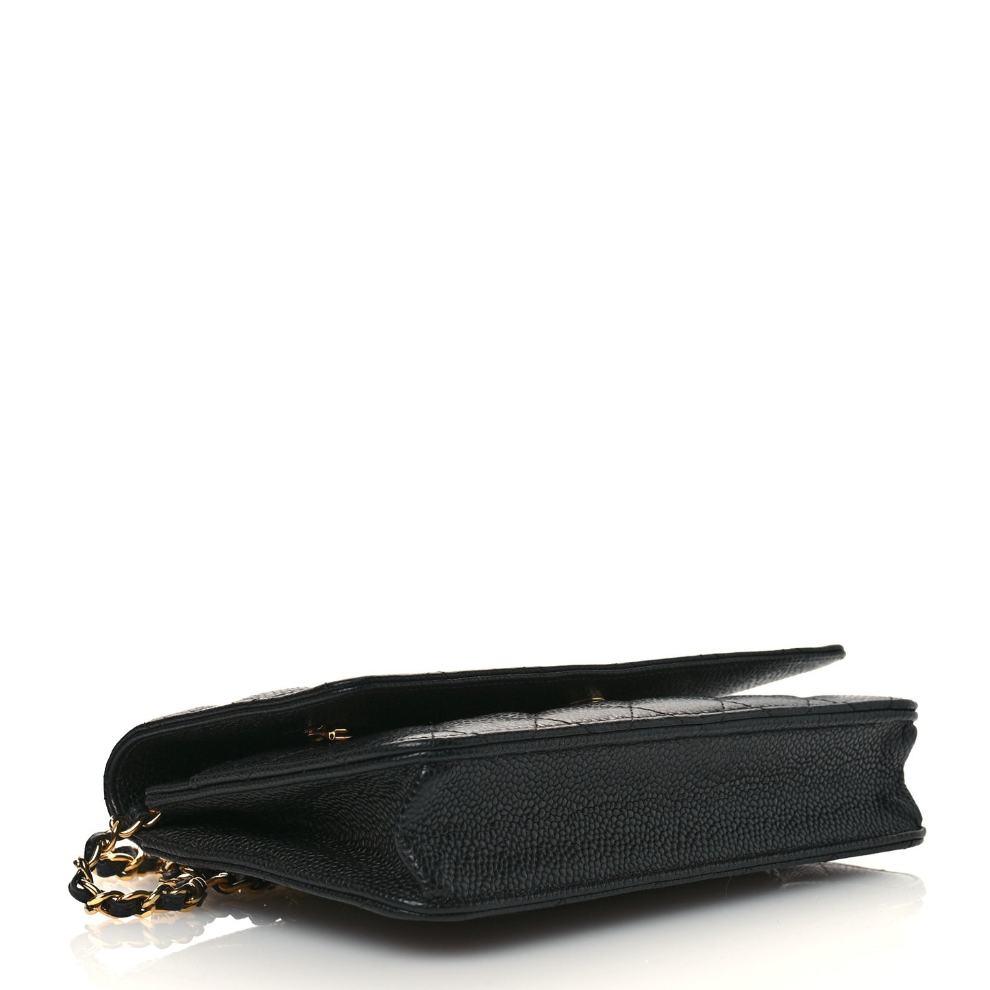 Caviar Quilted Wallet on Chain WOC Black