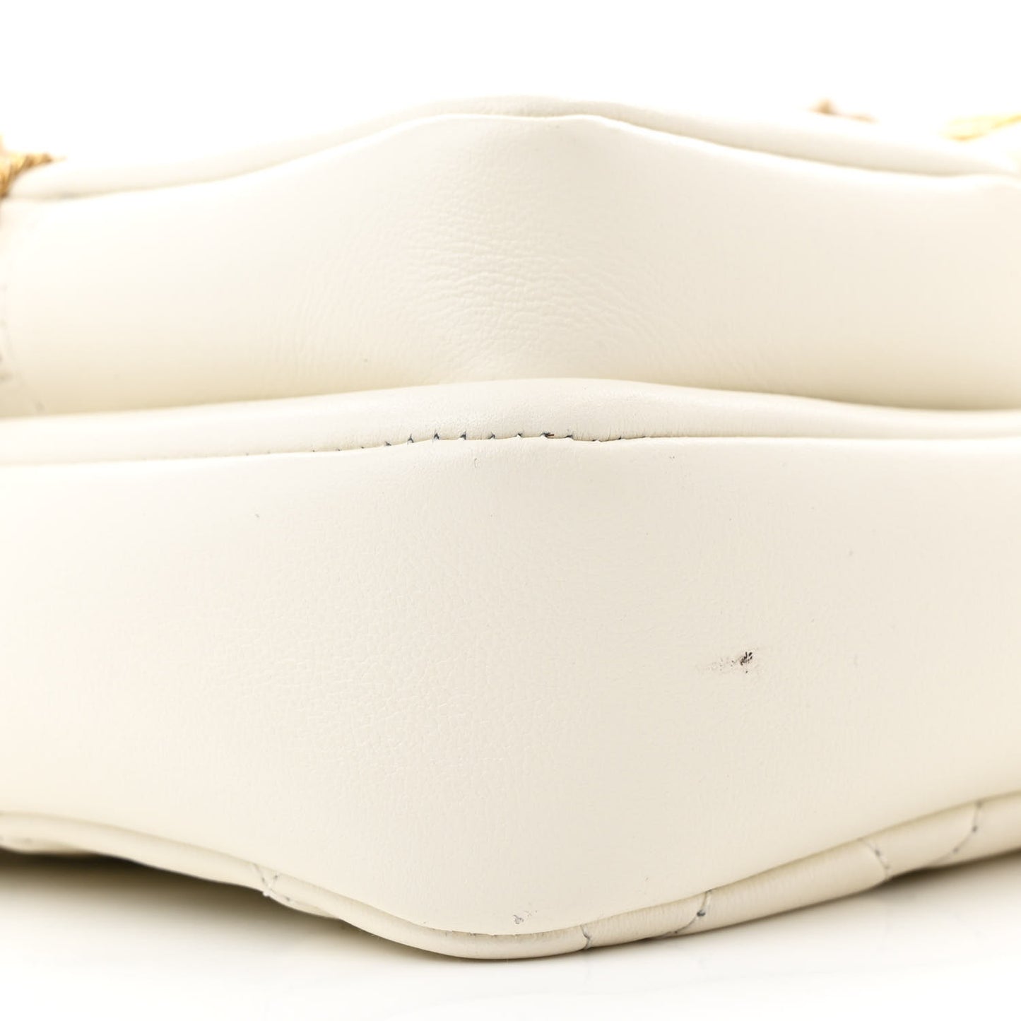 Calfskin Quilted Small Camera Case White