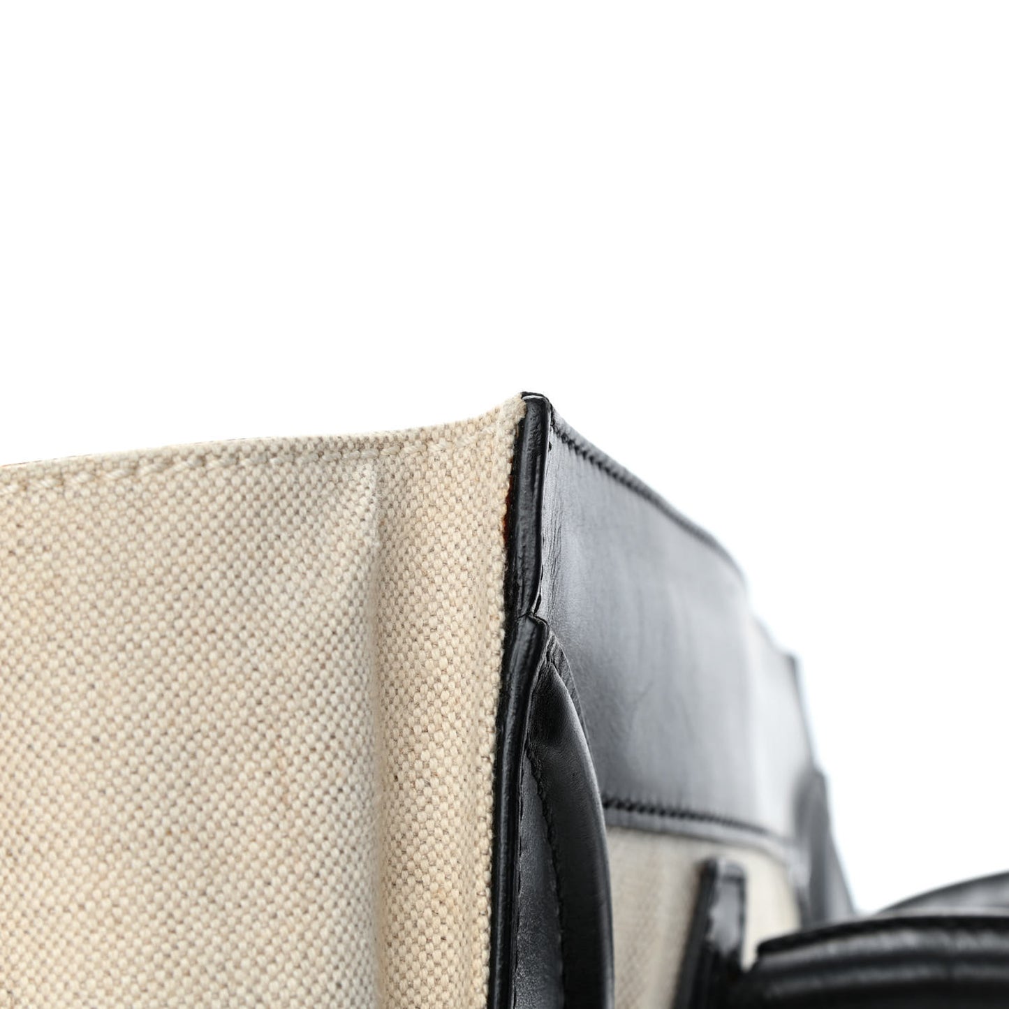 Natural Canvas Smooth Calfskin Mini Luggage Cream