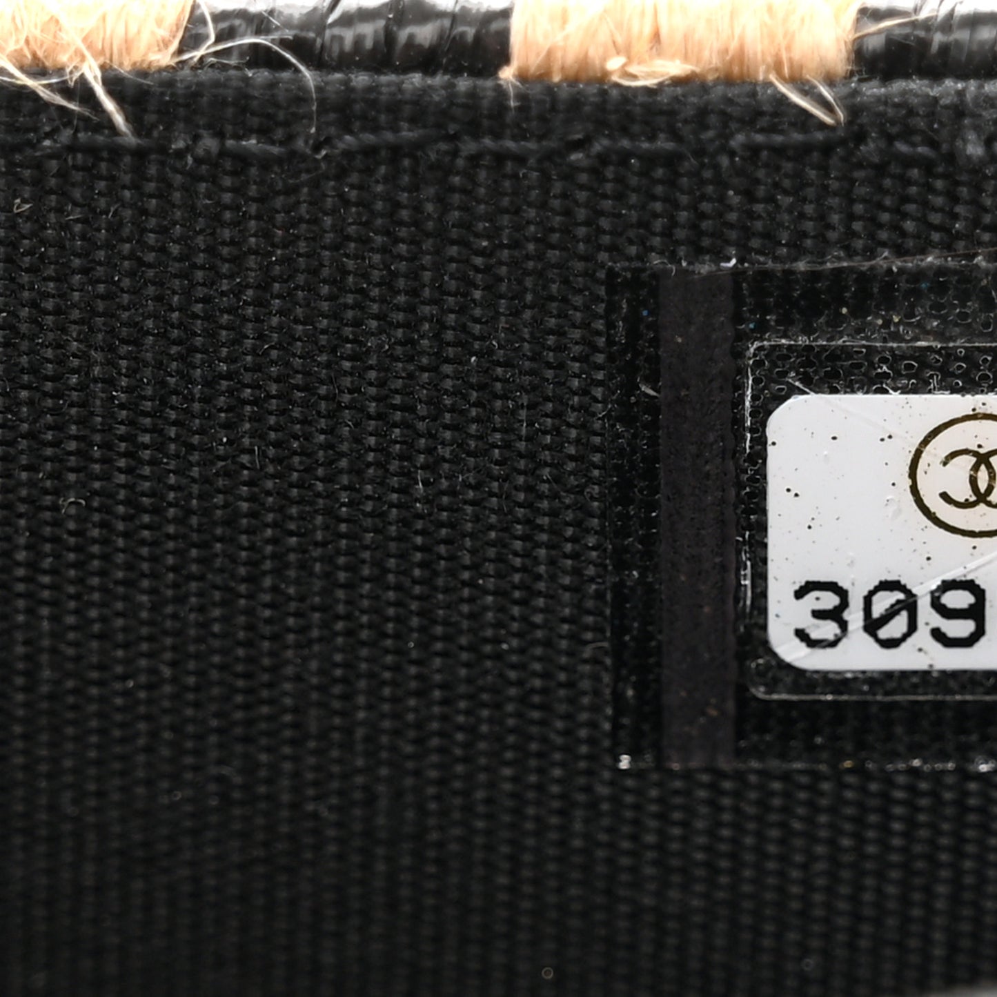 Raffia Jute Striped Belt Bag Black Beige