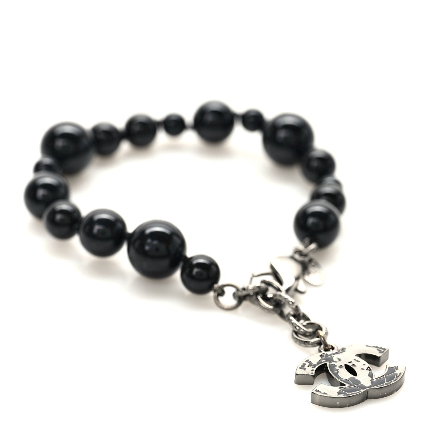 Chanel Glass Bead CC Map Bracelet Ruthenium Black 1 of 5