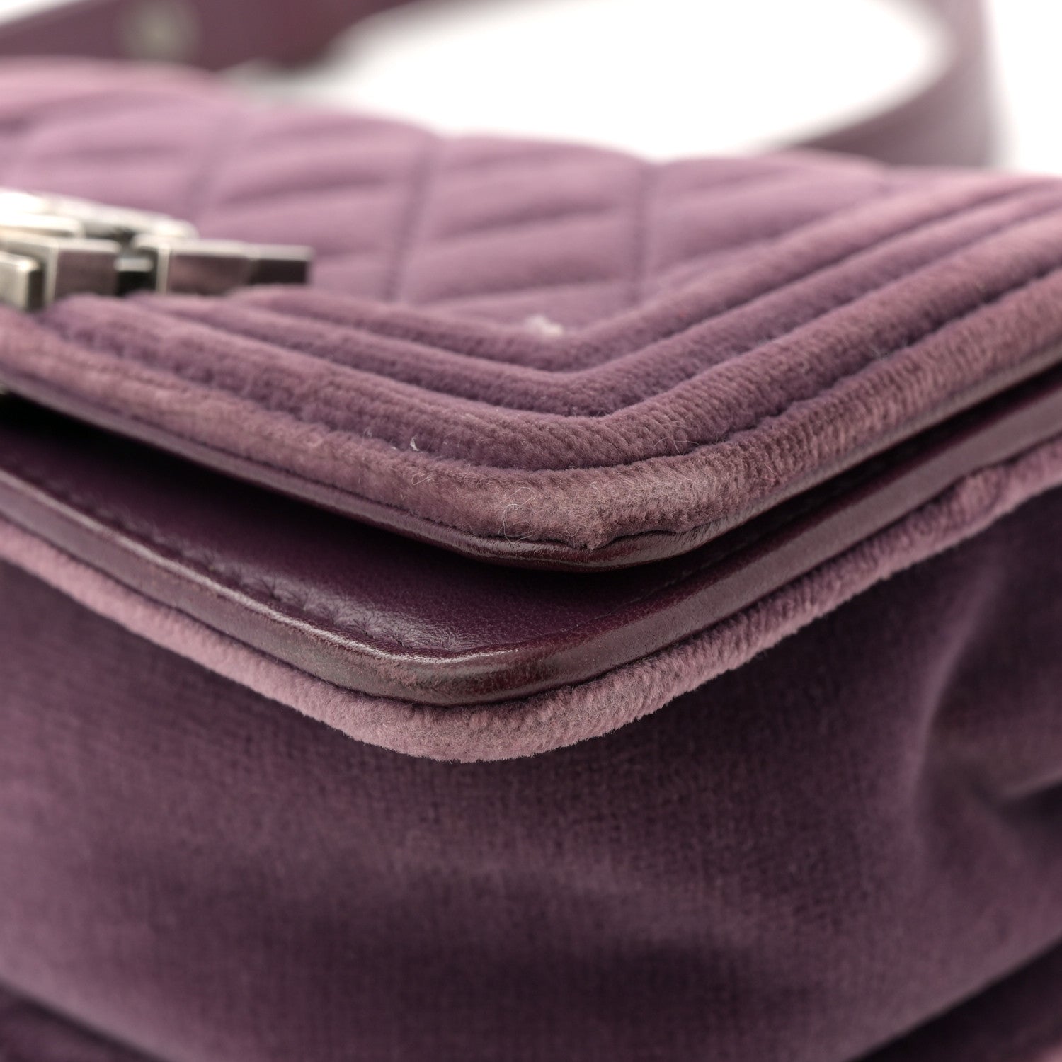 Chanel Velvet Quilted Mini Boy Flap Purple 11 of 12