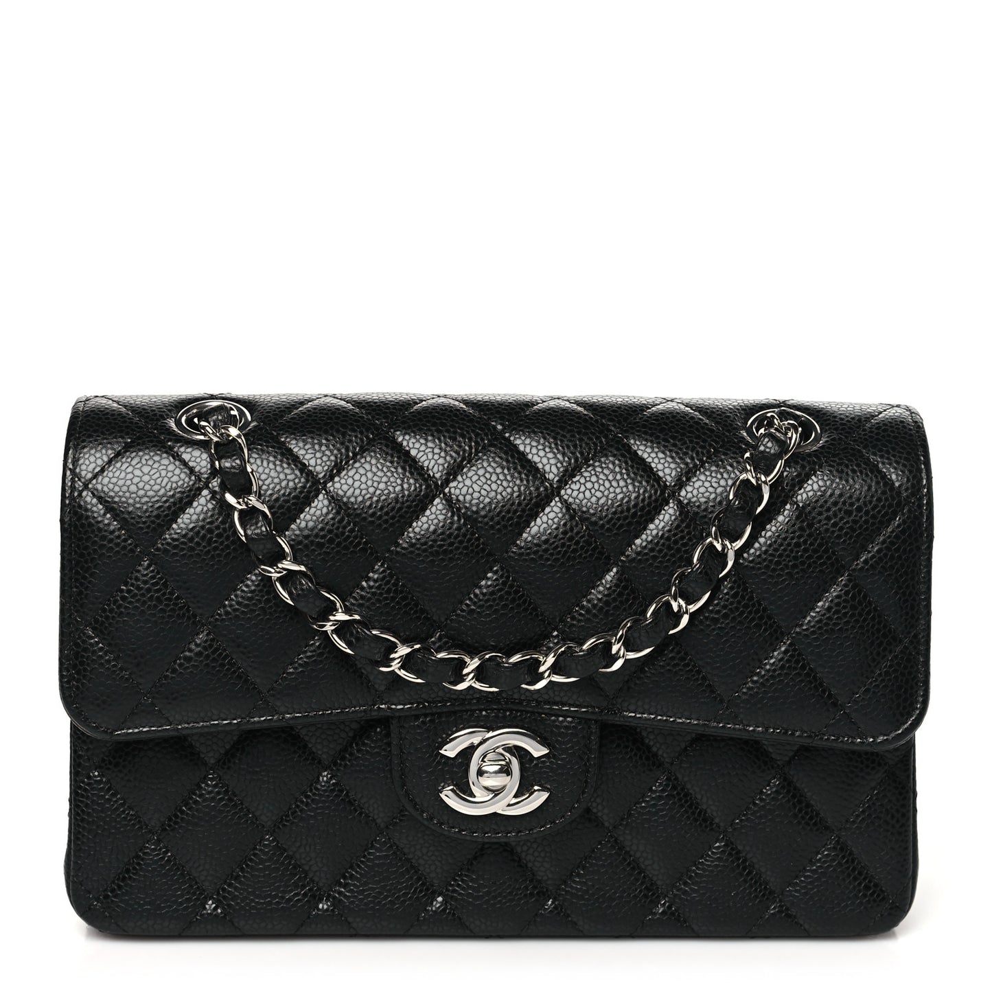 Caviar Quilted Small Double Flap Black