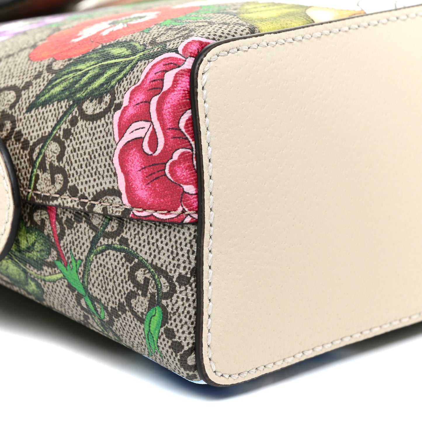 GG Supreme Monogram Flora Web GG Small Ophidia Dome Shoulder Bag White