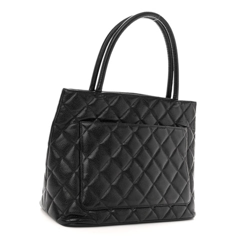 Caviar Quilted Medallion Tote Black