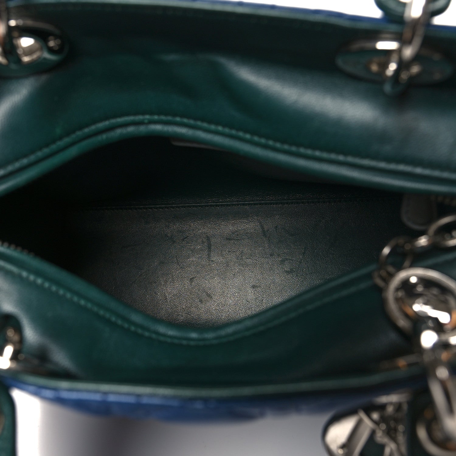 Christian Dior Lambskin Cannage Medium Tri-Color Lady Dior Blue Celeste Deep Green 5 of 11