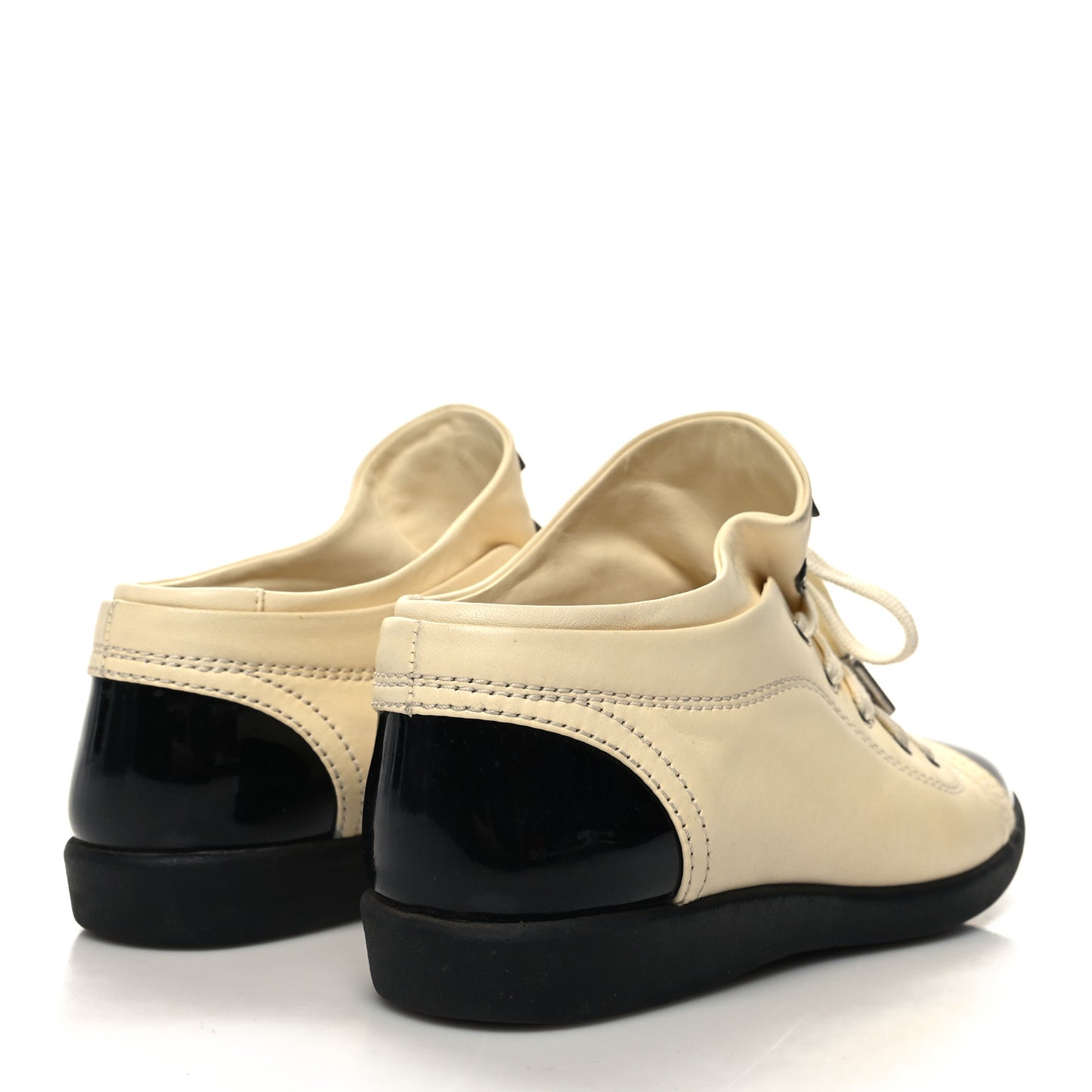 Lambskin Patent Calfskin CC Sneakers 36.5 White Black