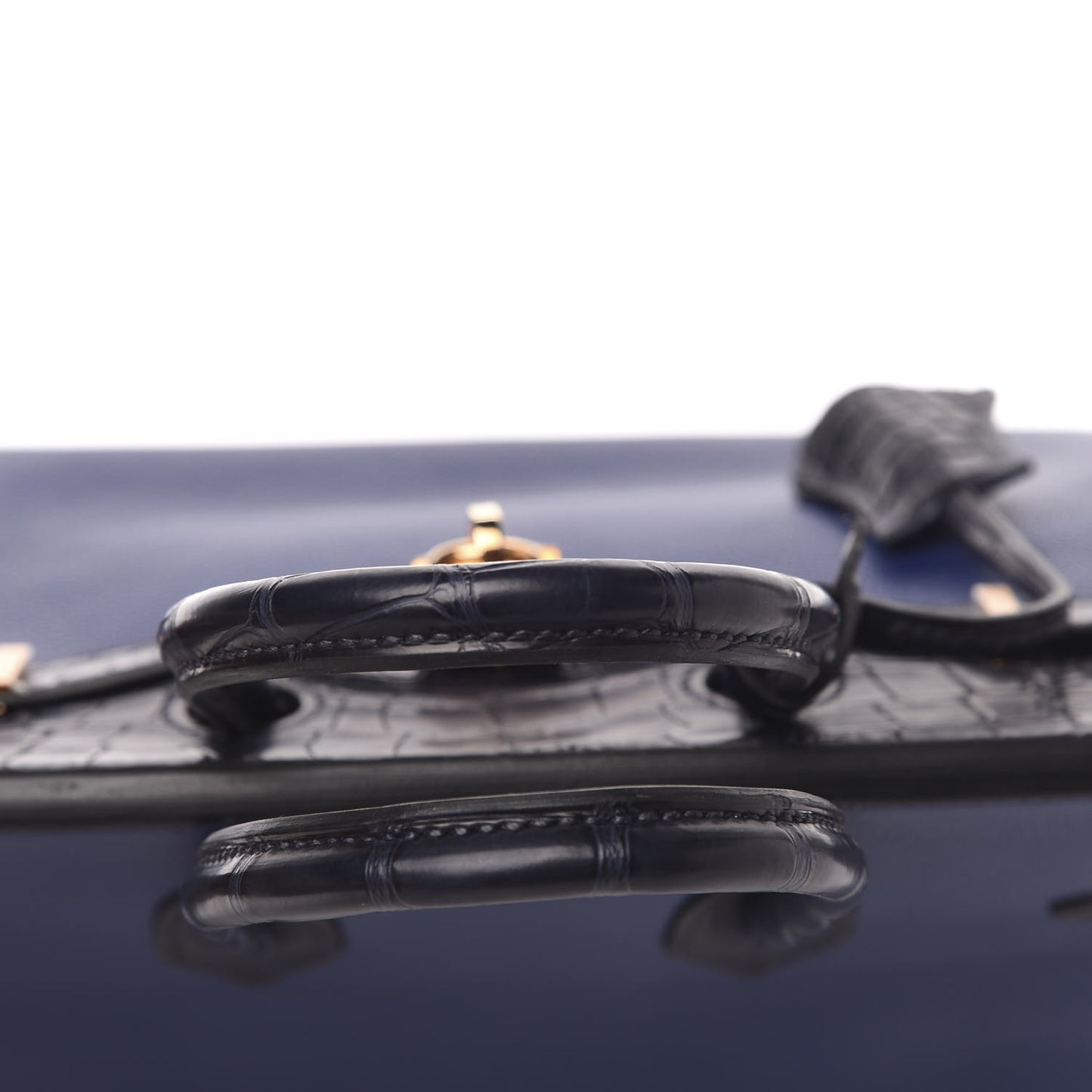 Taurillon Novillo Matte Alligator Birkin Touch 25 Bleu Saphir Marine