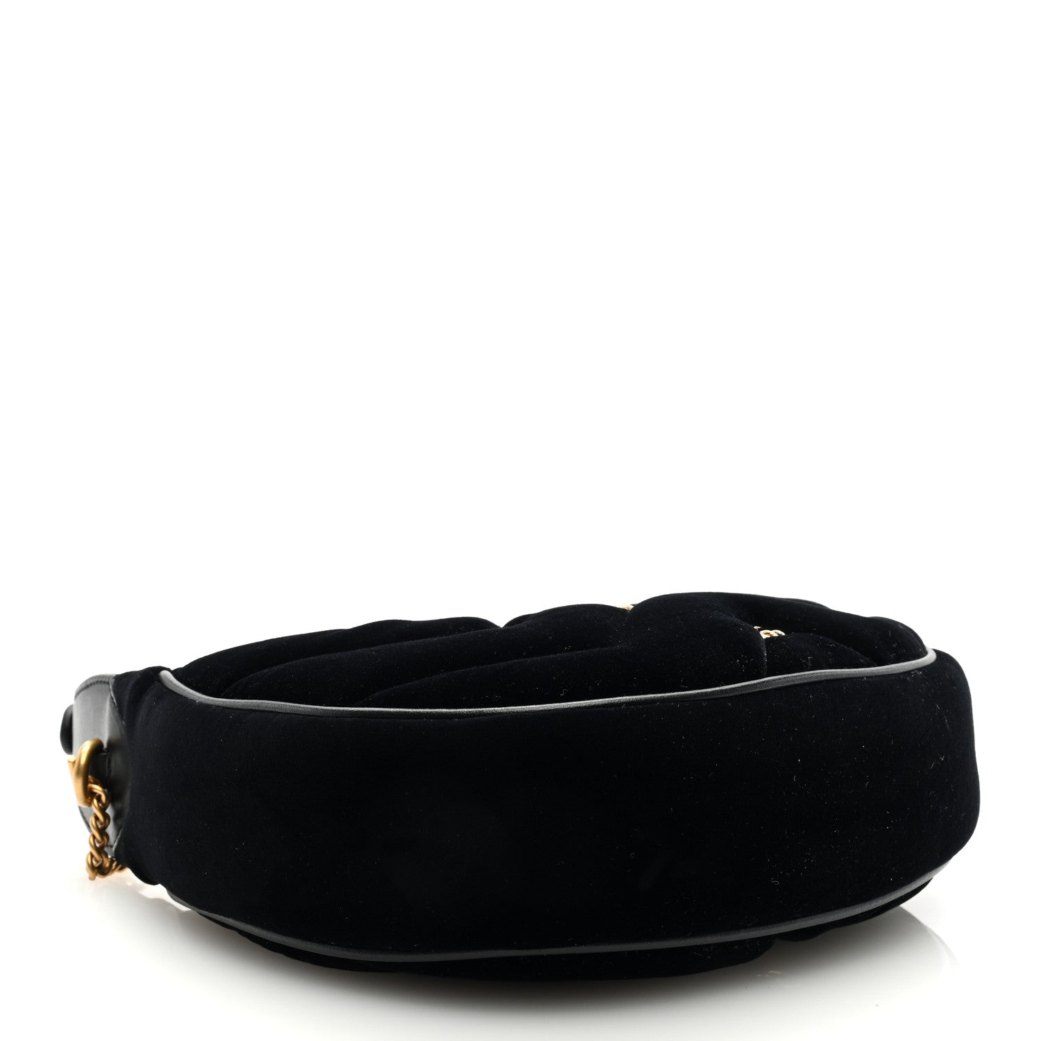 Gucci Velvet Matelasse Double G Studs Torchon GG Marmont Half Moon Hobo Black 4 of 8