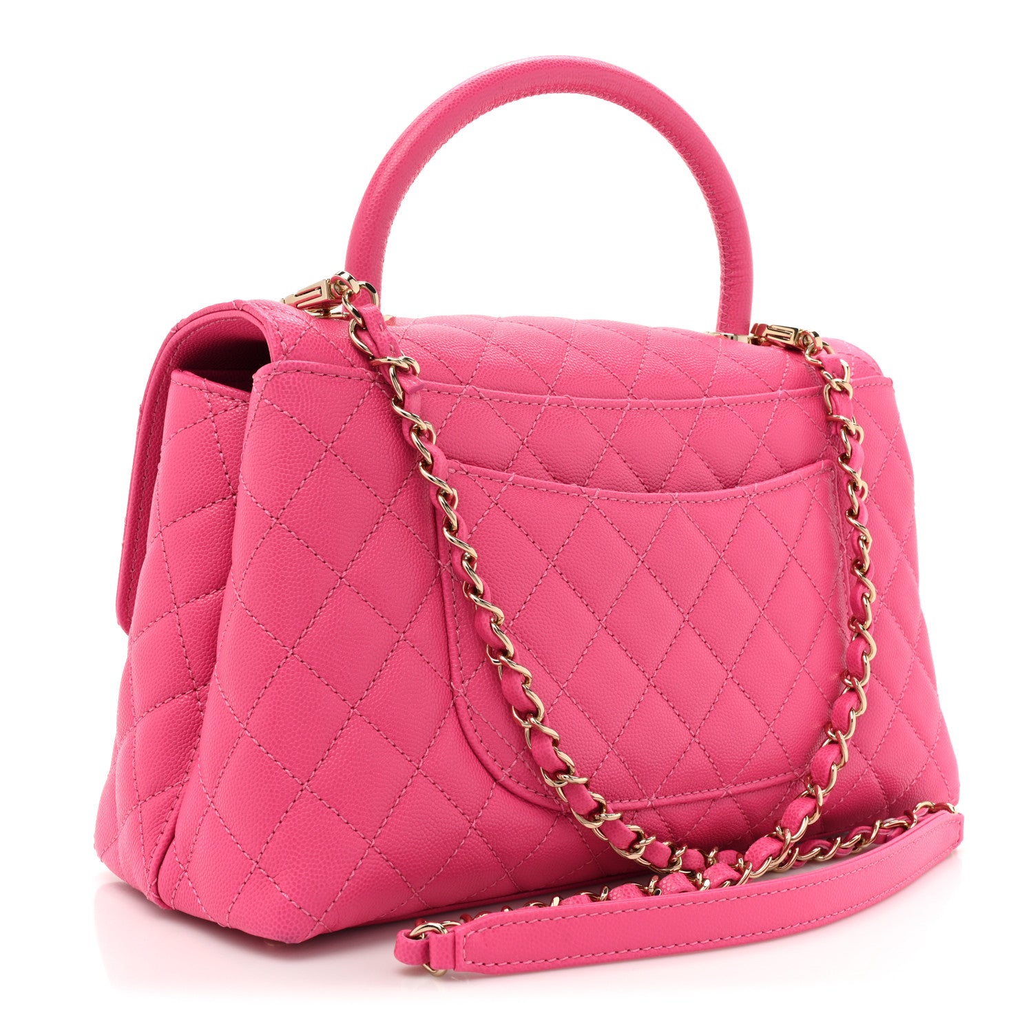 Chanel Caviar Quilted Small Coco Handle Flap Dark Pink 3 of 15