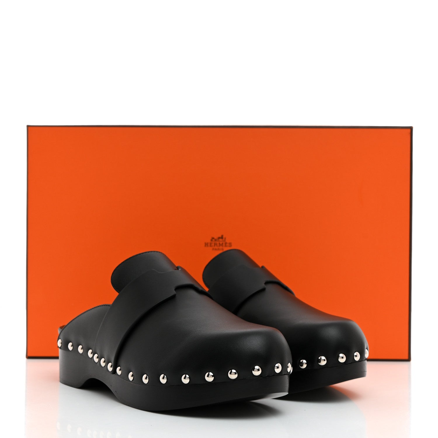 Hermes Calfskin Calya Mules 35 Black 8 of 8