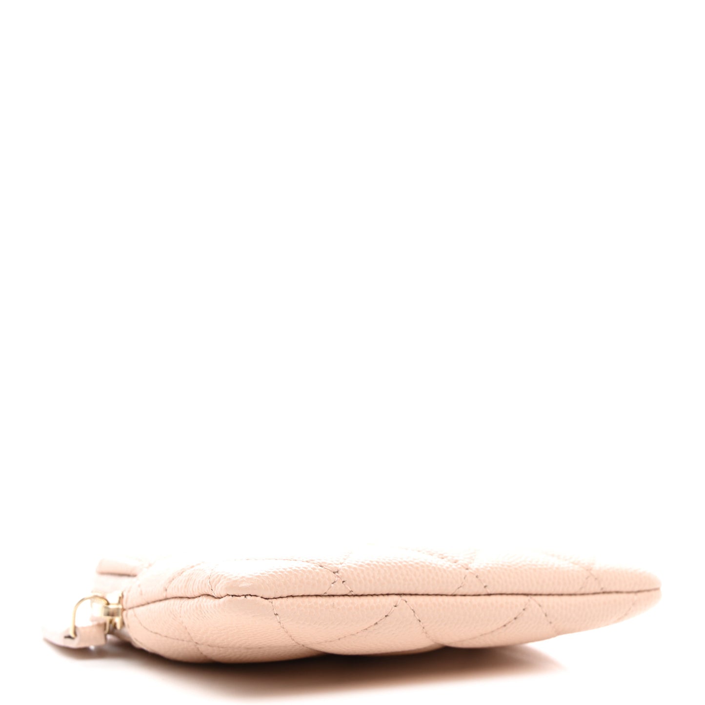 Caviar Quilted Zip Card Holder Wallet Light Beige