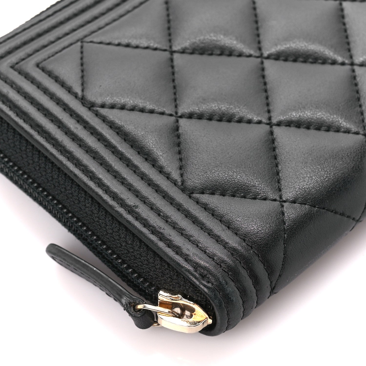 Chanel Lambskin Quilted Boy Long Zip Around Wallet Black 10 of 11