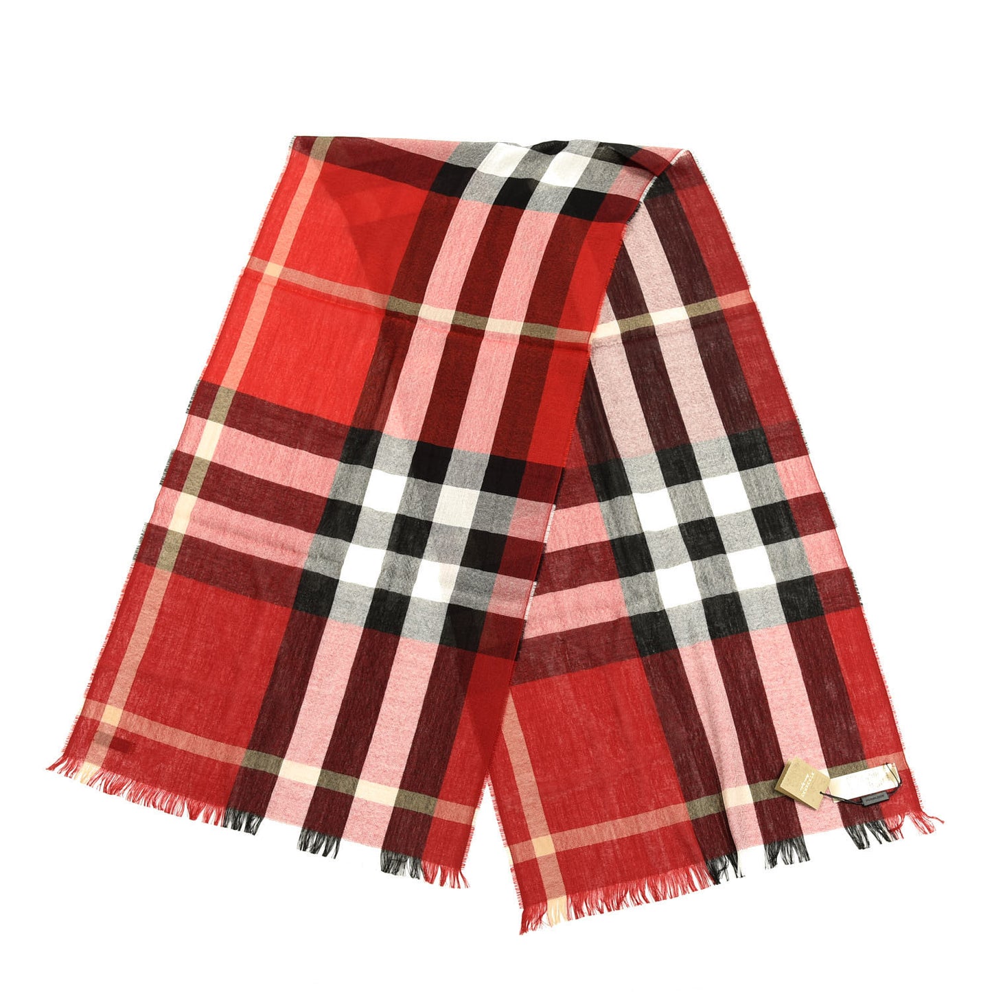 Wool Cashmere Tonal Check Lightweight Scarf Parade Red