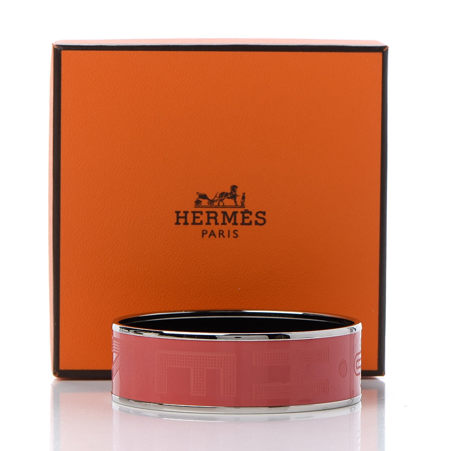 Hermes Enamel Wide Printed Sellier Bracelet 65 Rose Dahlia 6 of 6