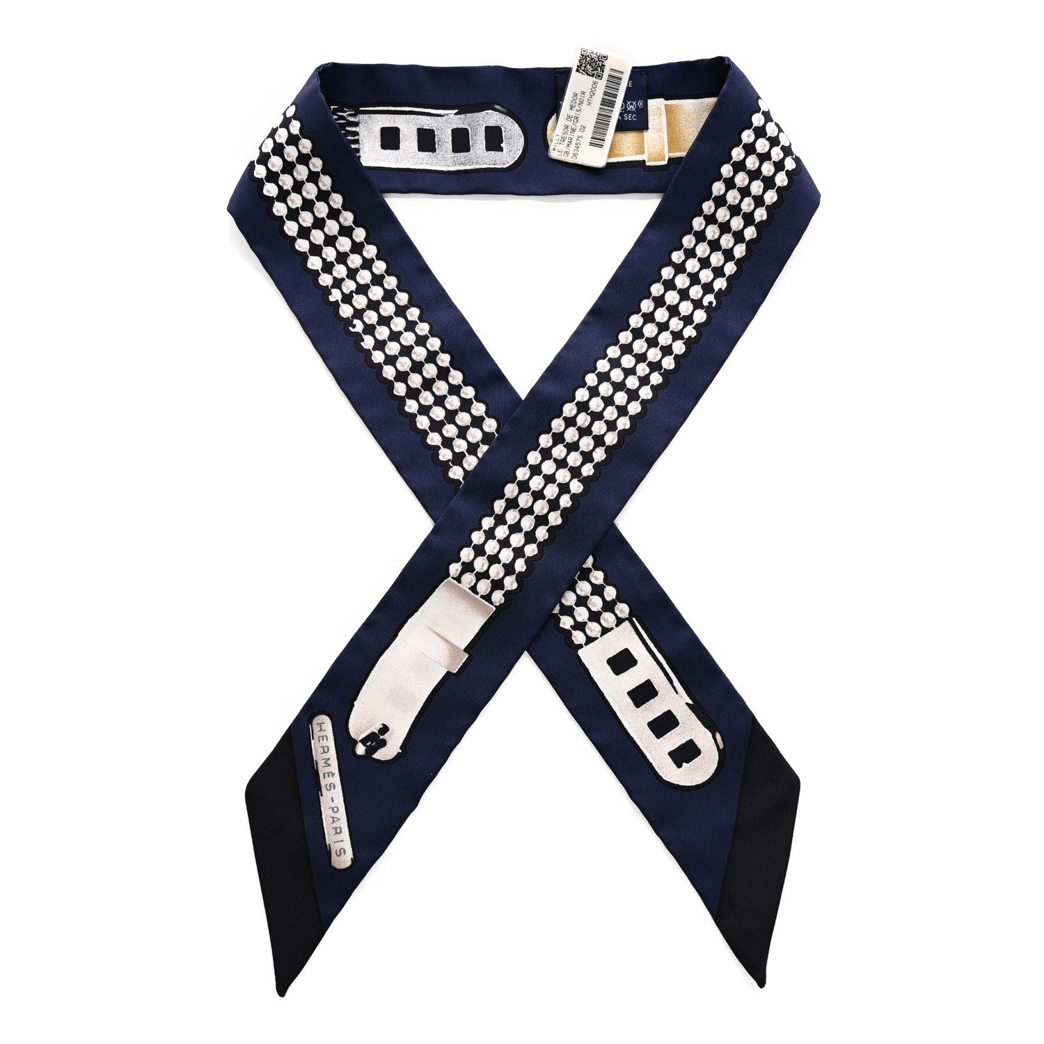 Hermes Silk Le Tresor De Medor Twilly Marine Gris Black 1 of 5