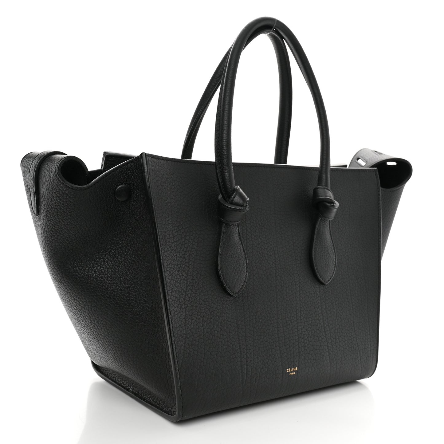 Crisped Calfskin Mini Tie Knot Tote Black