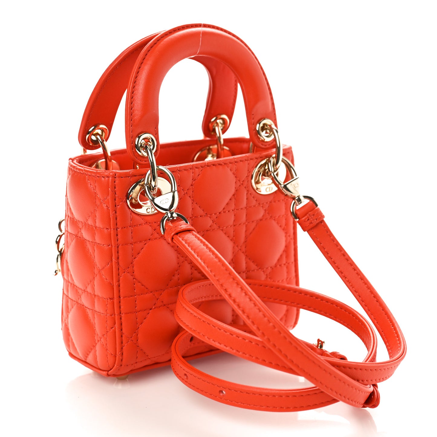 Lambskin Cannage Micro Lady Dior Orange