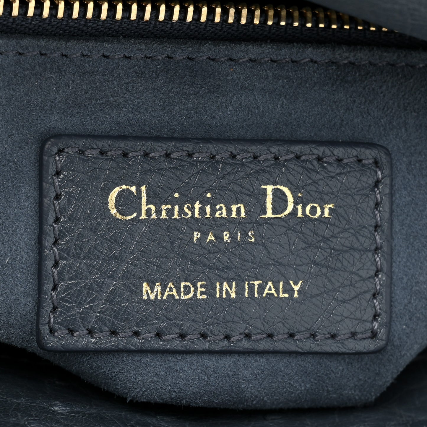 Ostrich Mini Lady Dior Dark Grey