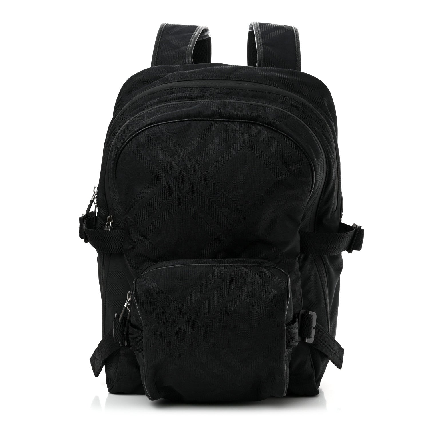 Burberry Nylon Jacquard Check Backpack Black 1 of 10