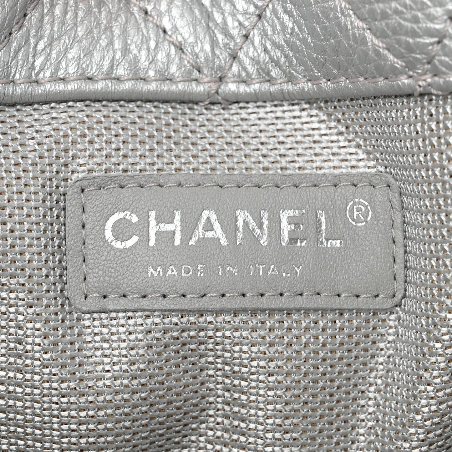 Metallic Calfskin Quilted XXL Travel Flap Bag Silver