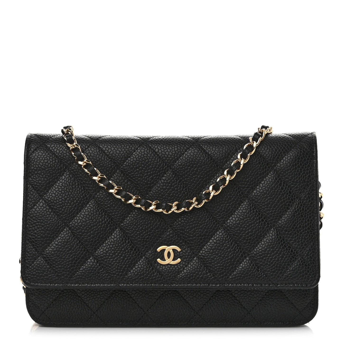Caviar Quilted Wallet on Chain WOC Black