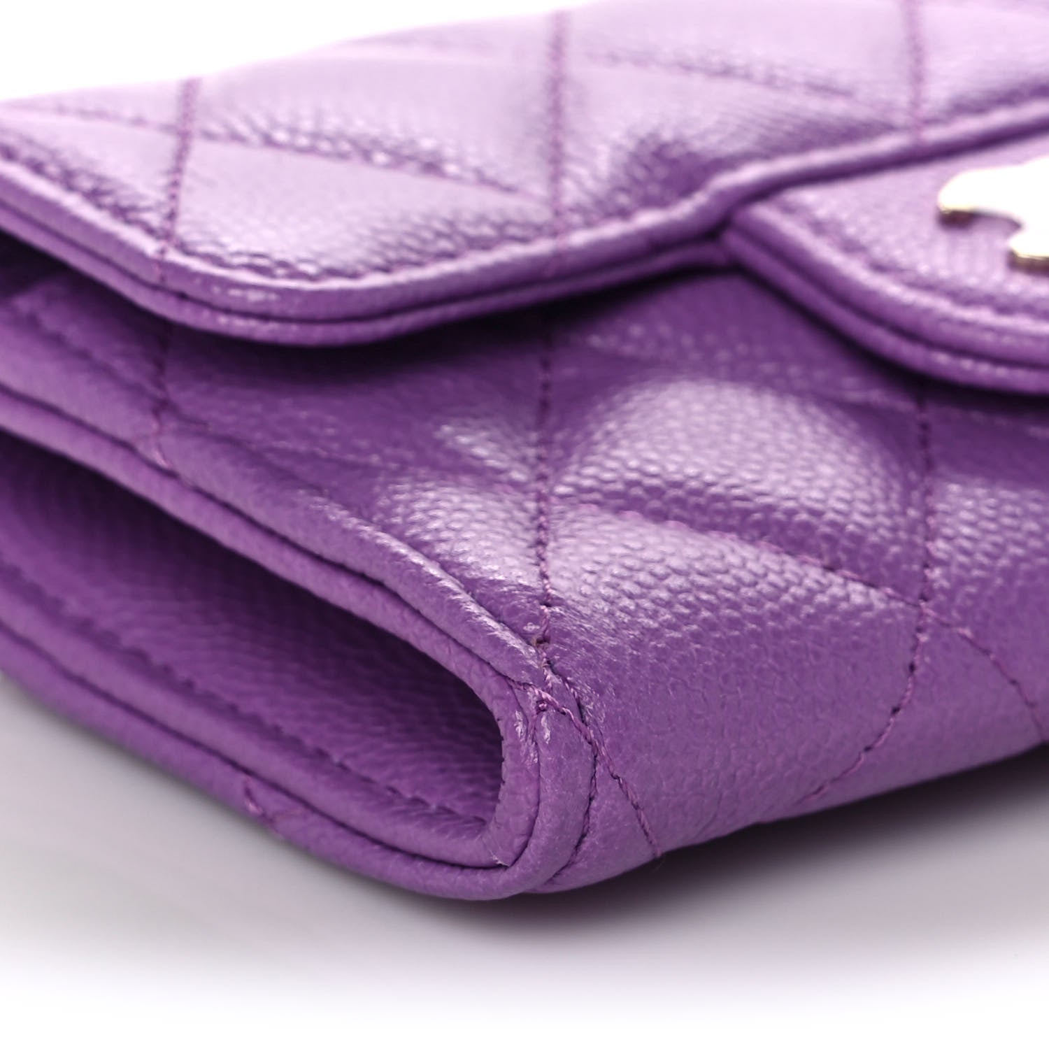 Chanel Caviar Quilted Flap Card Holder Wallet Purple 9 of 11