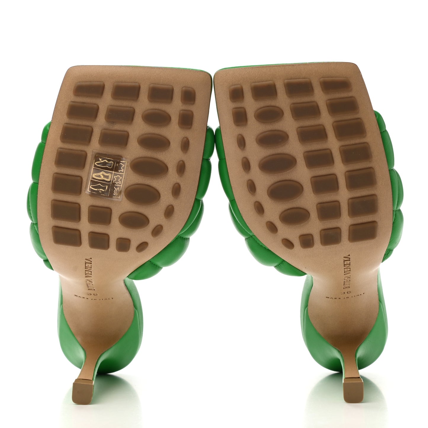 Nappa Matelasse Padded Mule Sandals 38 Parakeet