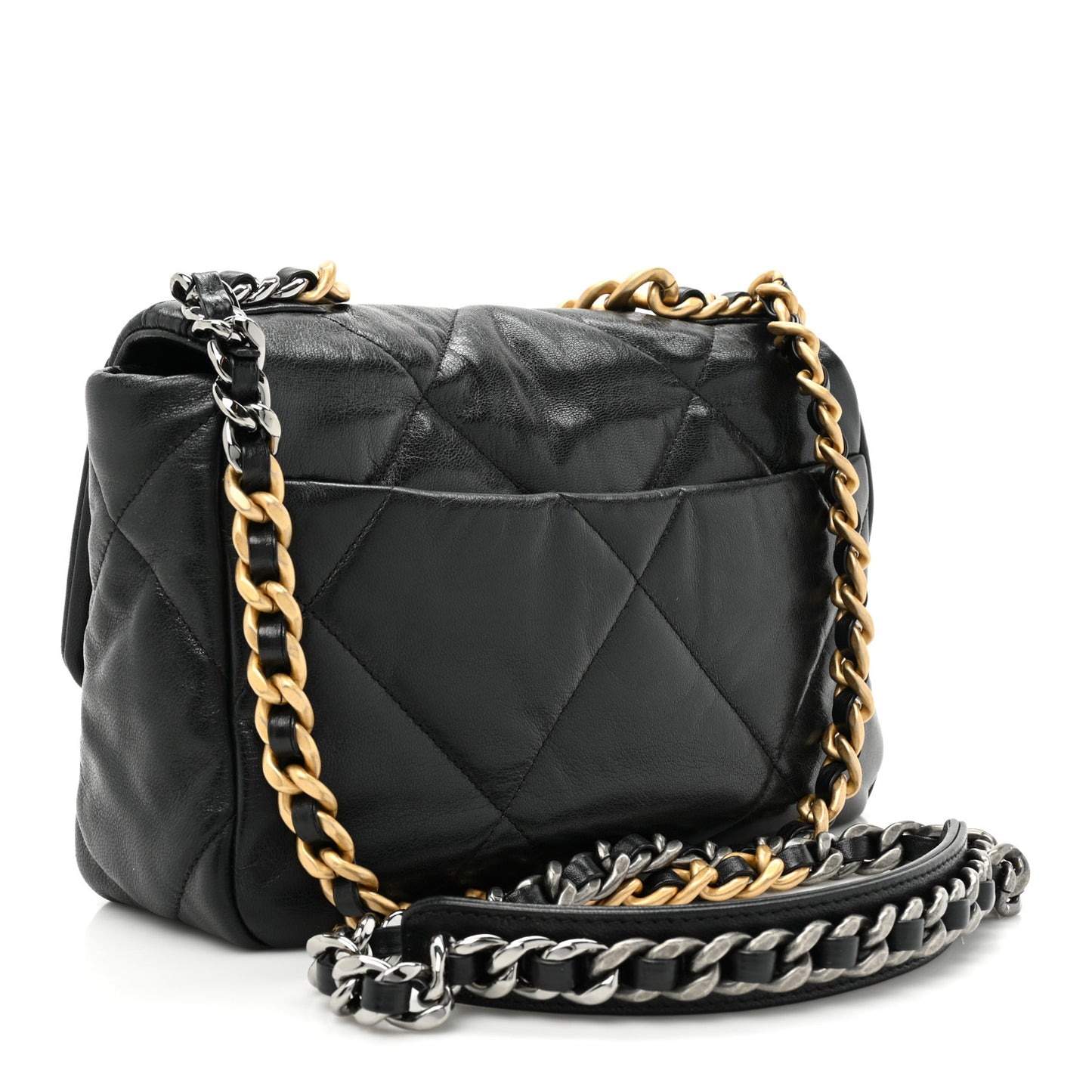 Goatskin Quilted Medium Chanel 19 Flap Black