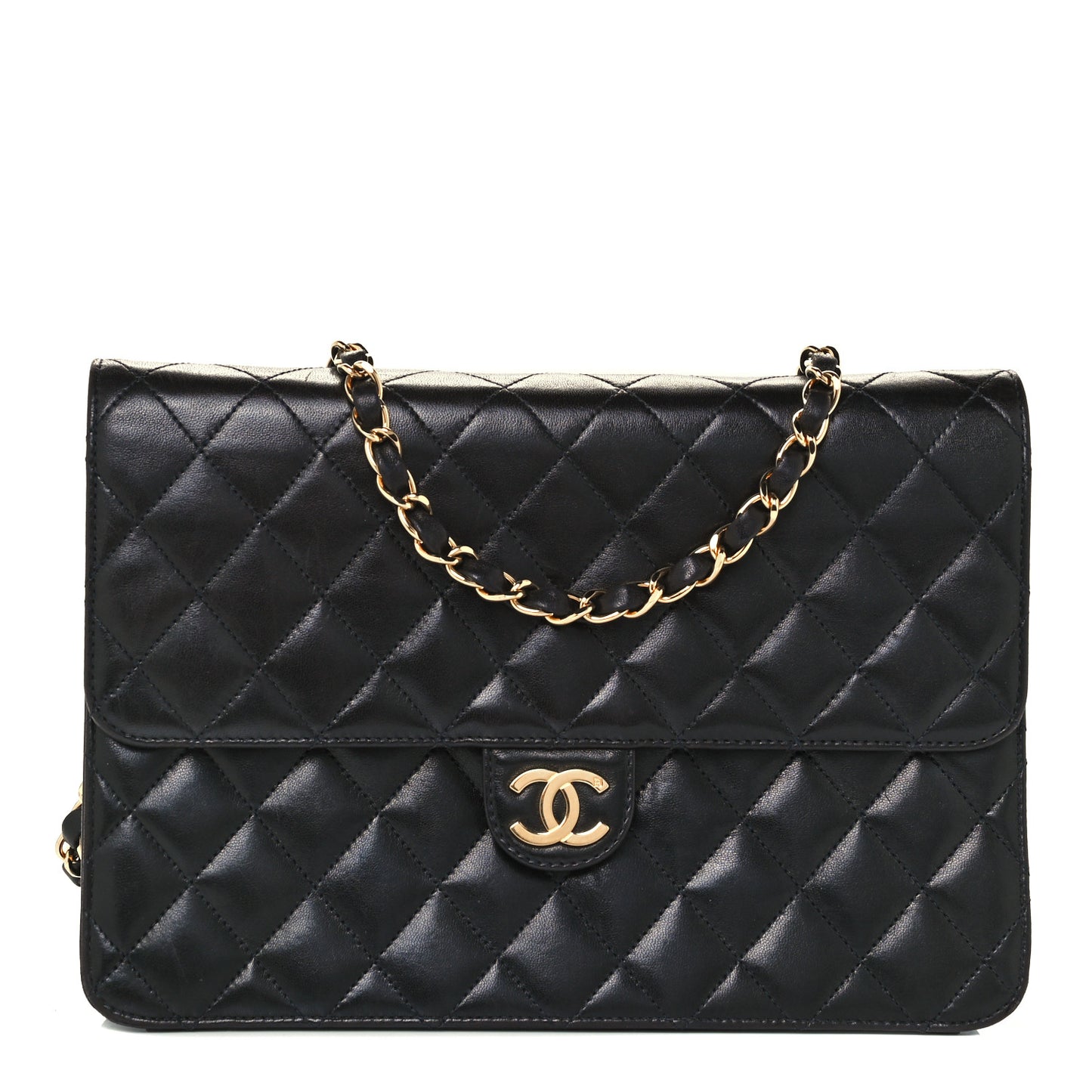 Lambskin Quilted Jumbo Single Flap Black
