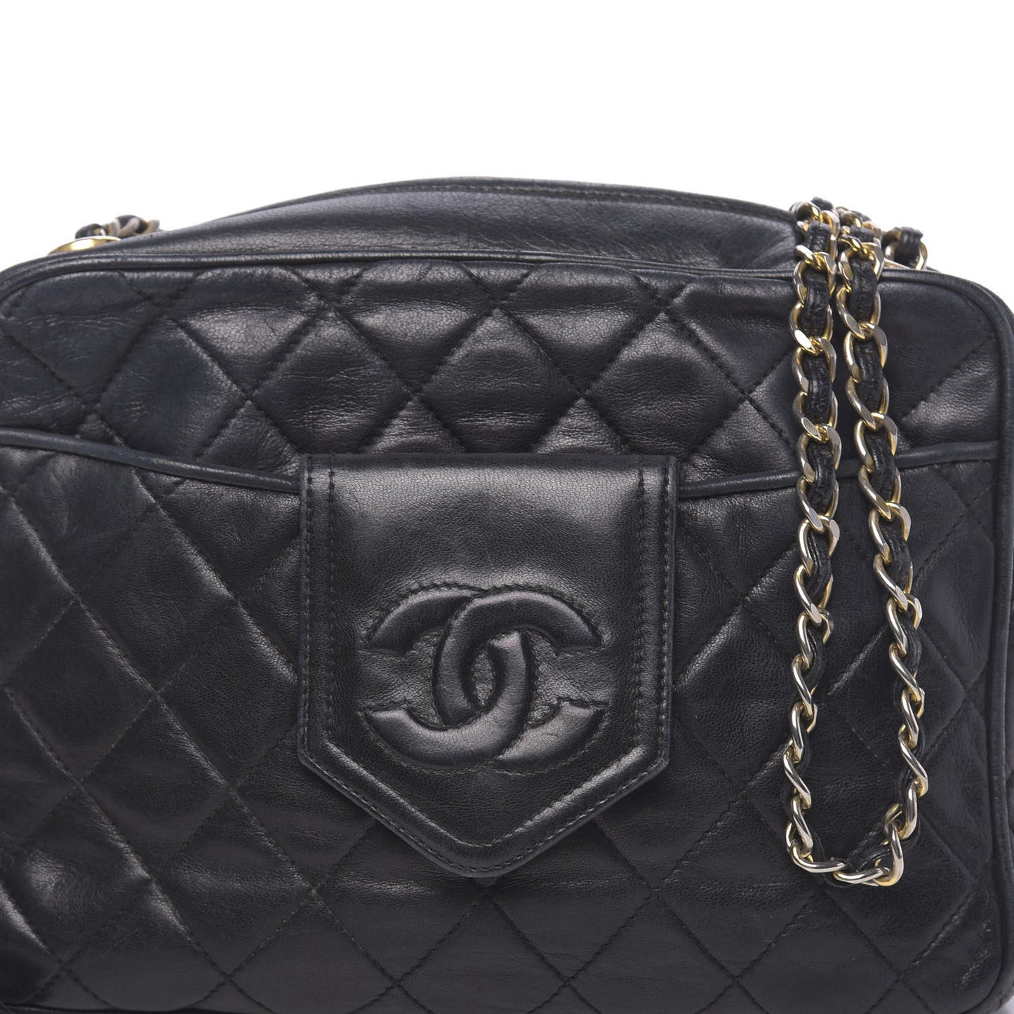 Lambskin Quilted CC Tassel Camera Bag Navy Blue
