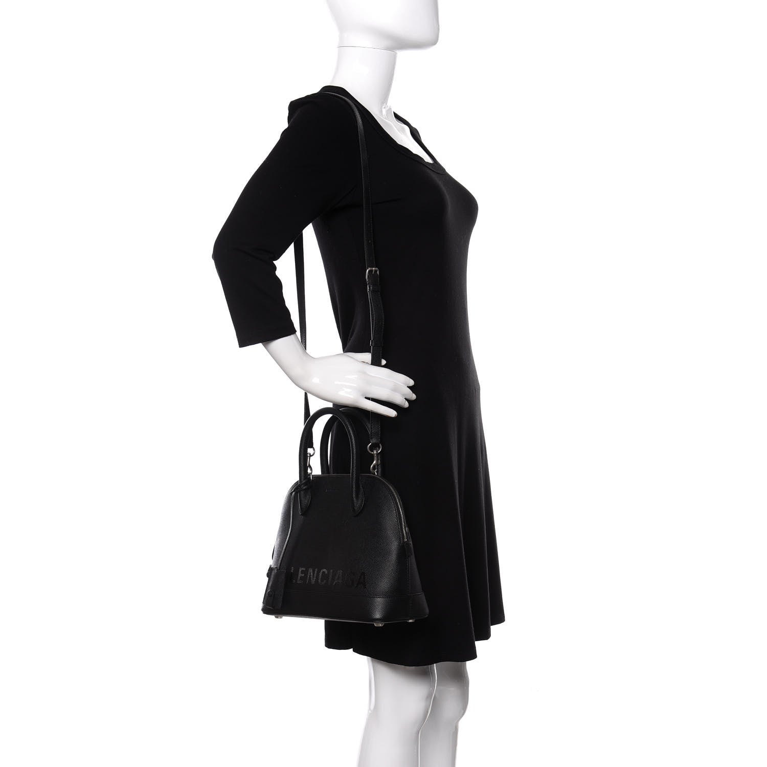 Balenciaga Signature Grained Calfskin Logo S Ville Top Handle Bag Black 2 of 9