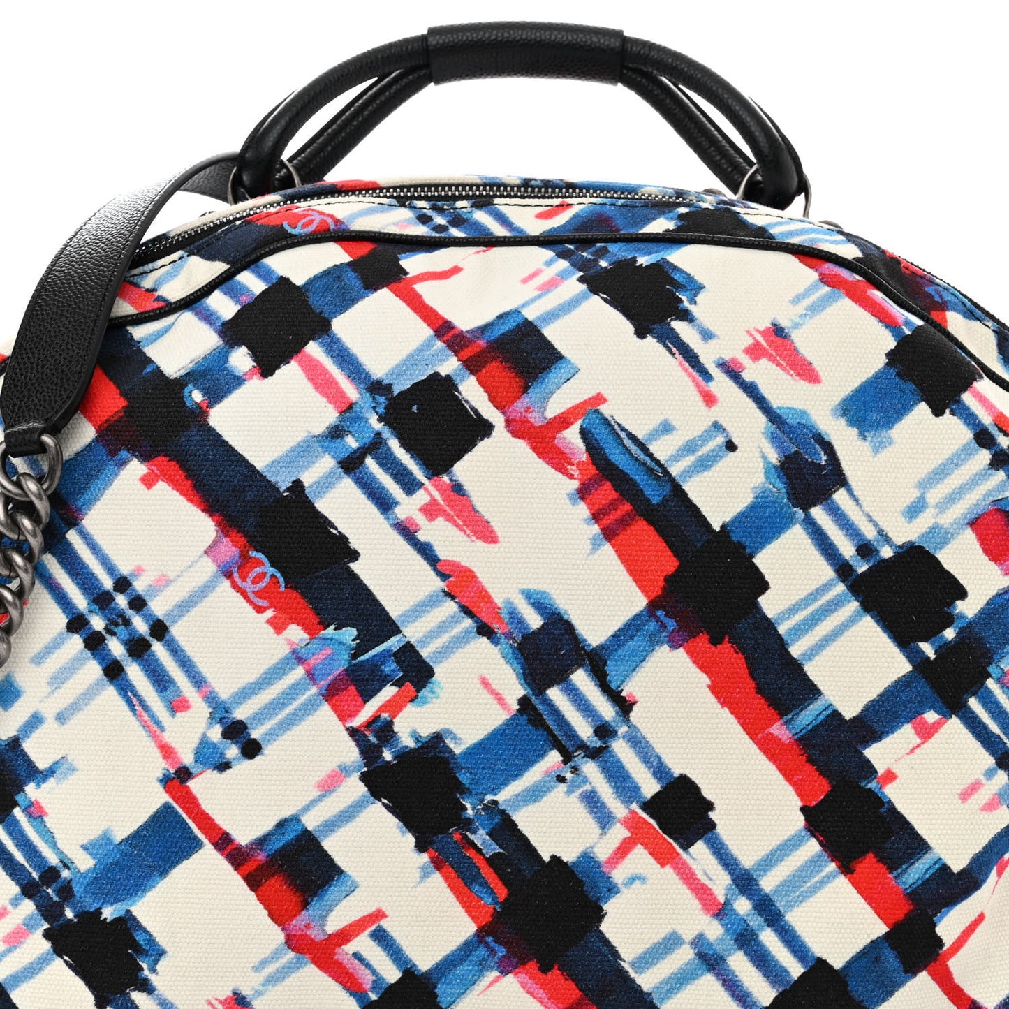 Caviar Printed Canvas Bowling Bag White Red Blue Black