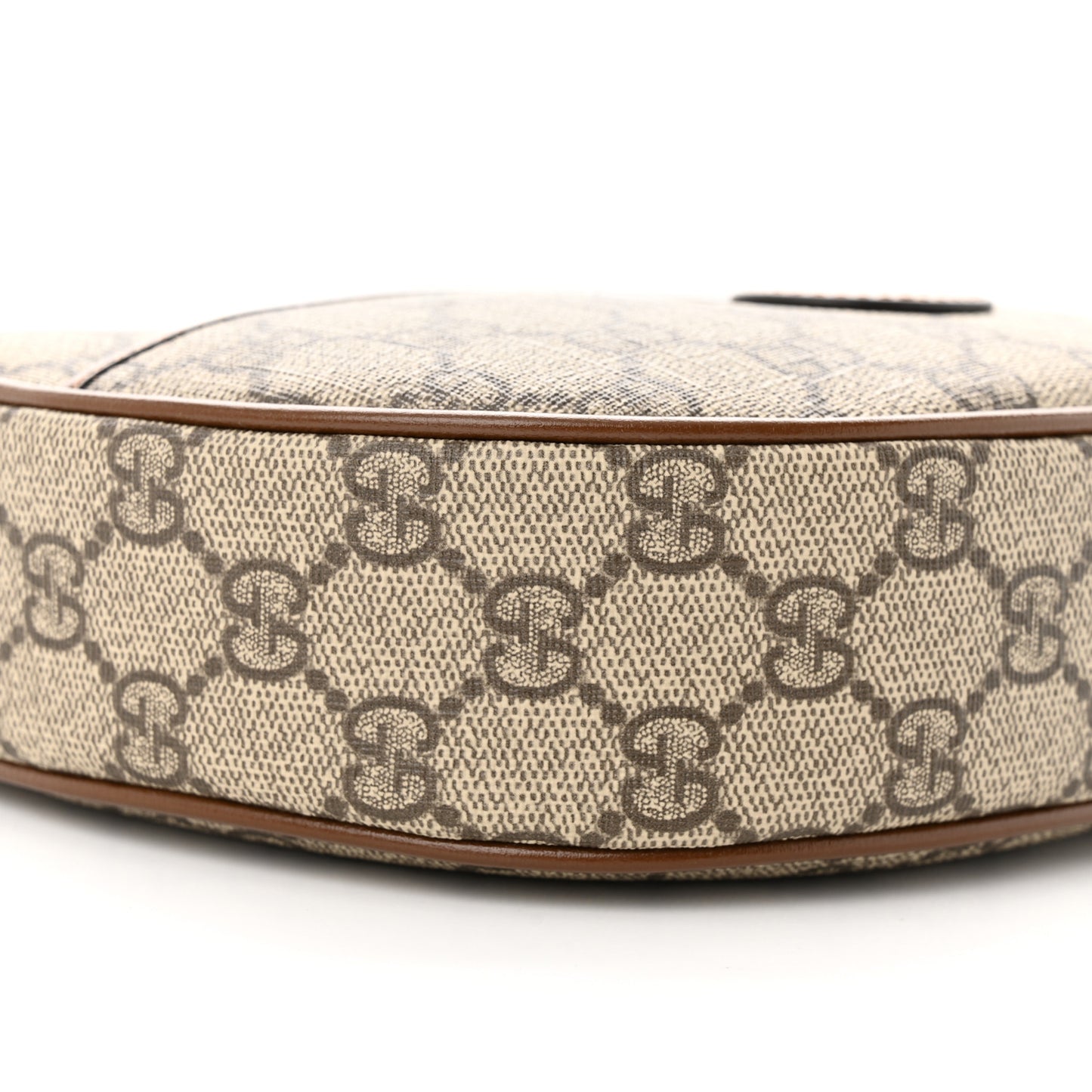 GG Supreme Monogram Azalea Calfskin Mini Retro Interlocking G Half Moon Bag Beige Ebony Brown Sugar