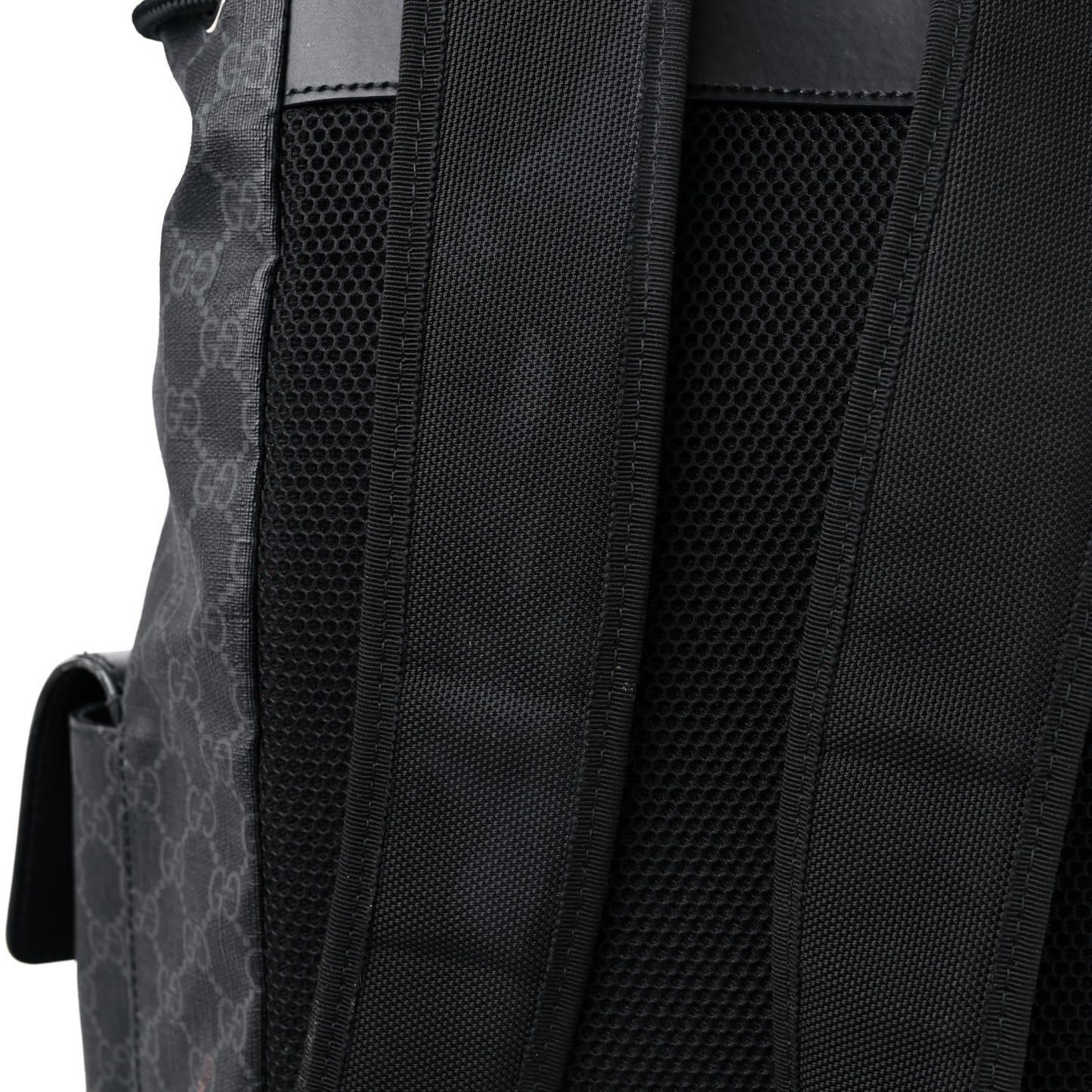 Soft GG Supreme Monogram Calfskin Web Double Buckle Backpack Black