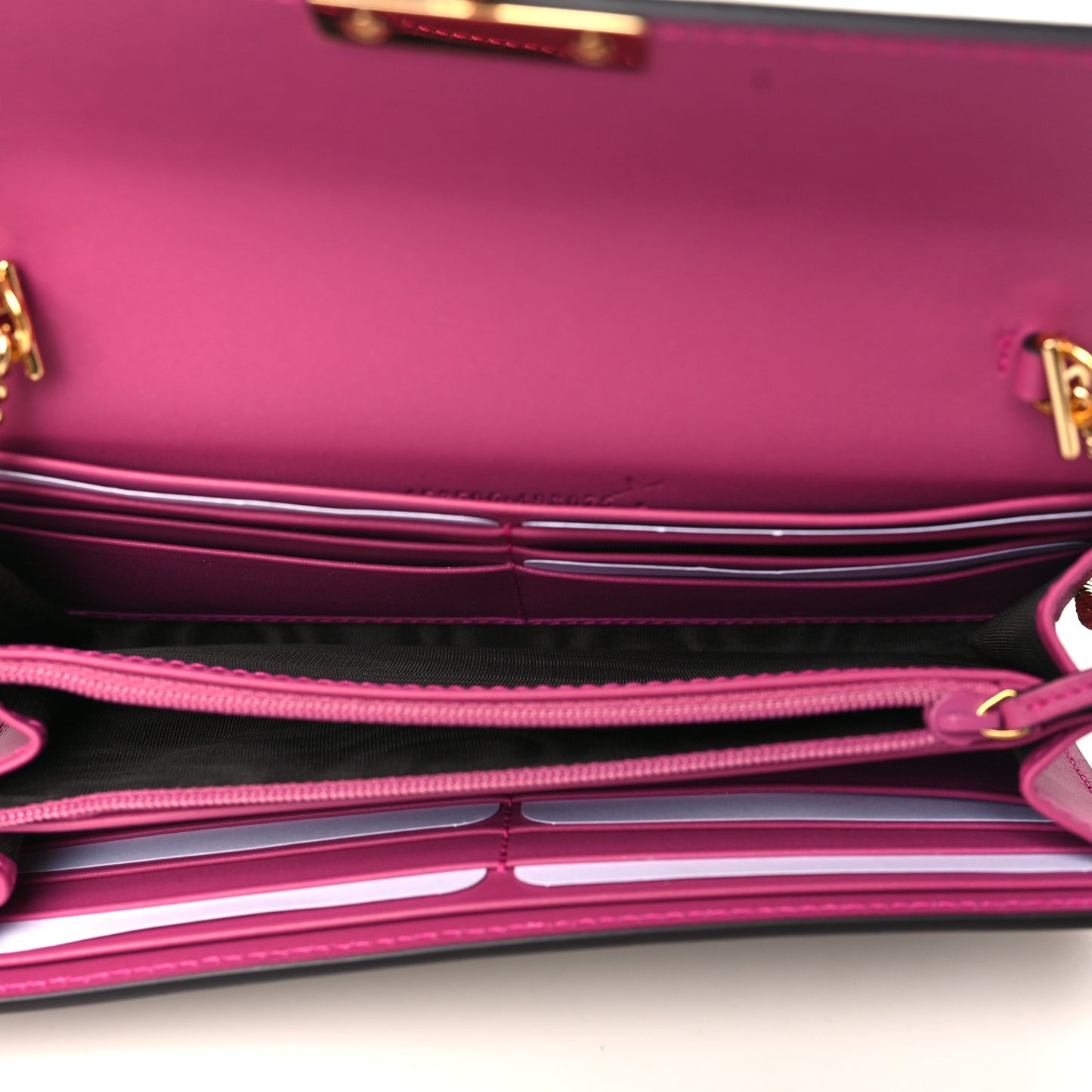 GG Supreme Monogram Moon Calfskin Padlock Continental Chain Wallet Beige Ebony Hibiscus Red New Rosette