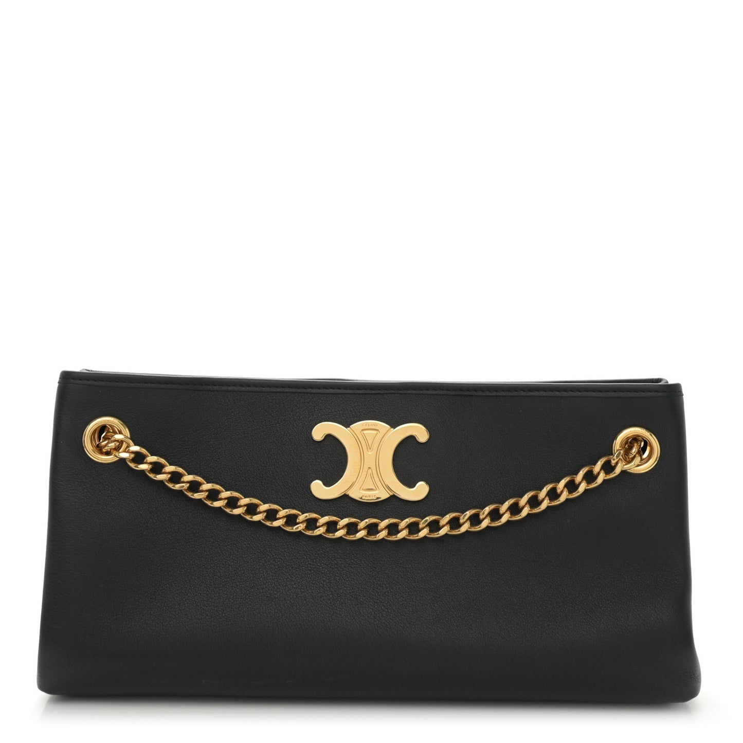 Supple Grained Calfskin Medium Newspaper Bag Black