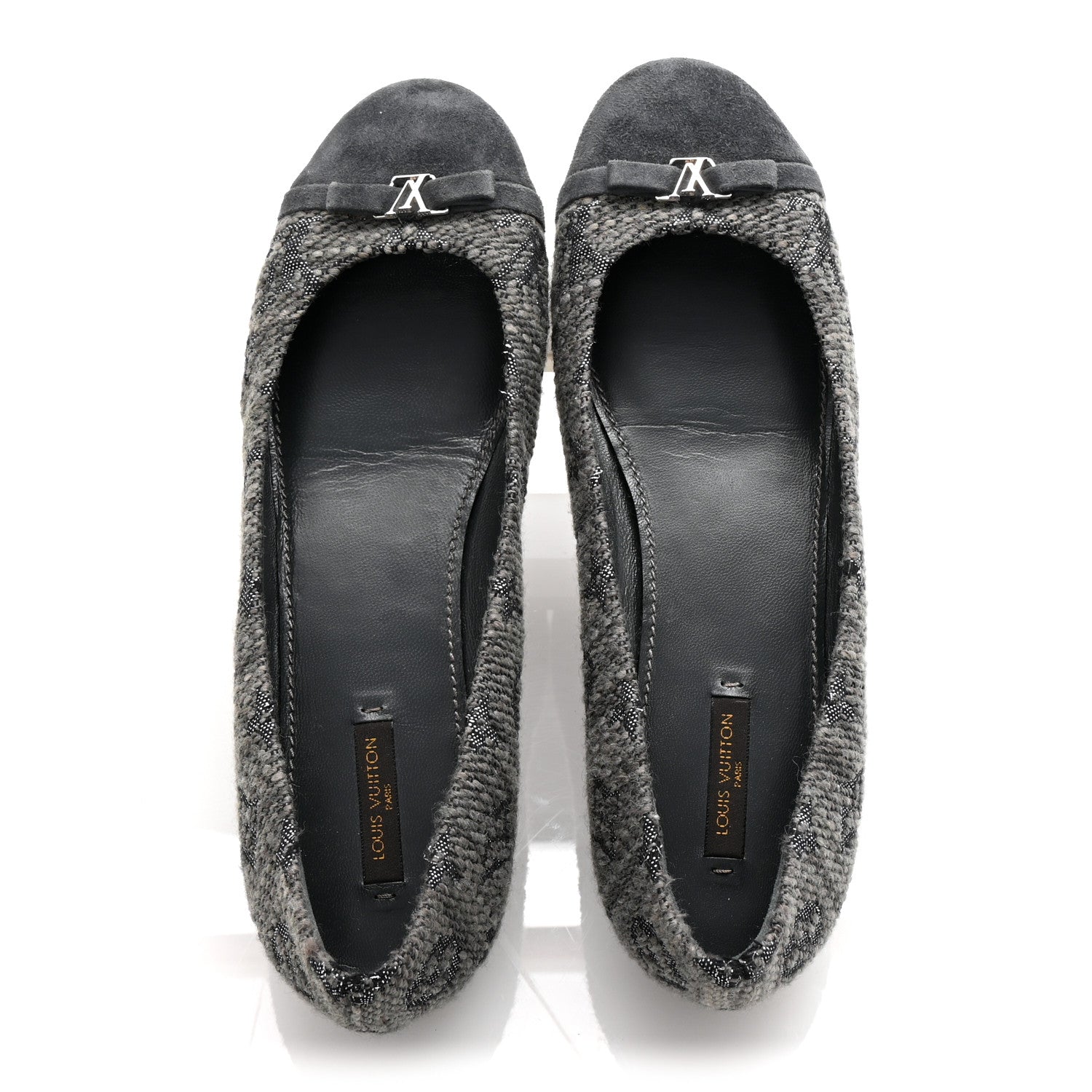 Louis Vuitton Monogram Suede Tweed Ballet Flats 39.5 Grey 2 of 9