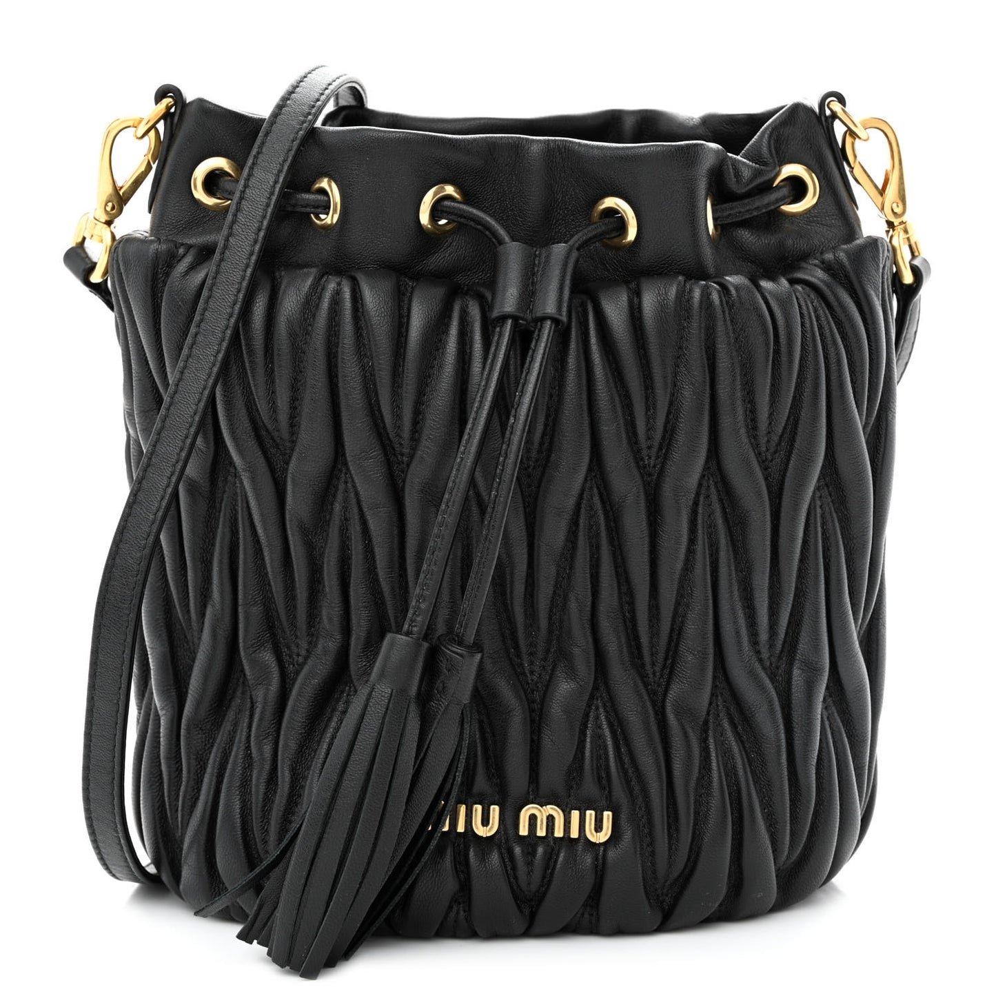 Nappa Matelasse Small Bucket Bag Black