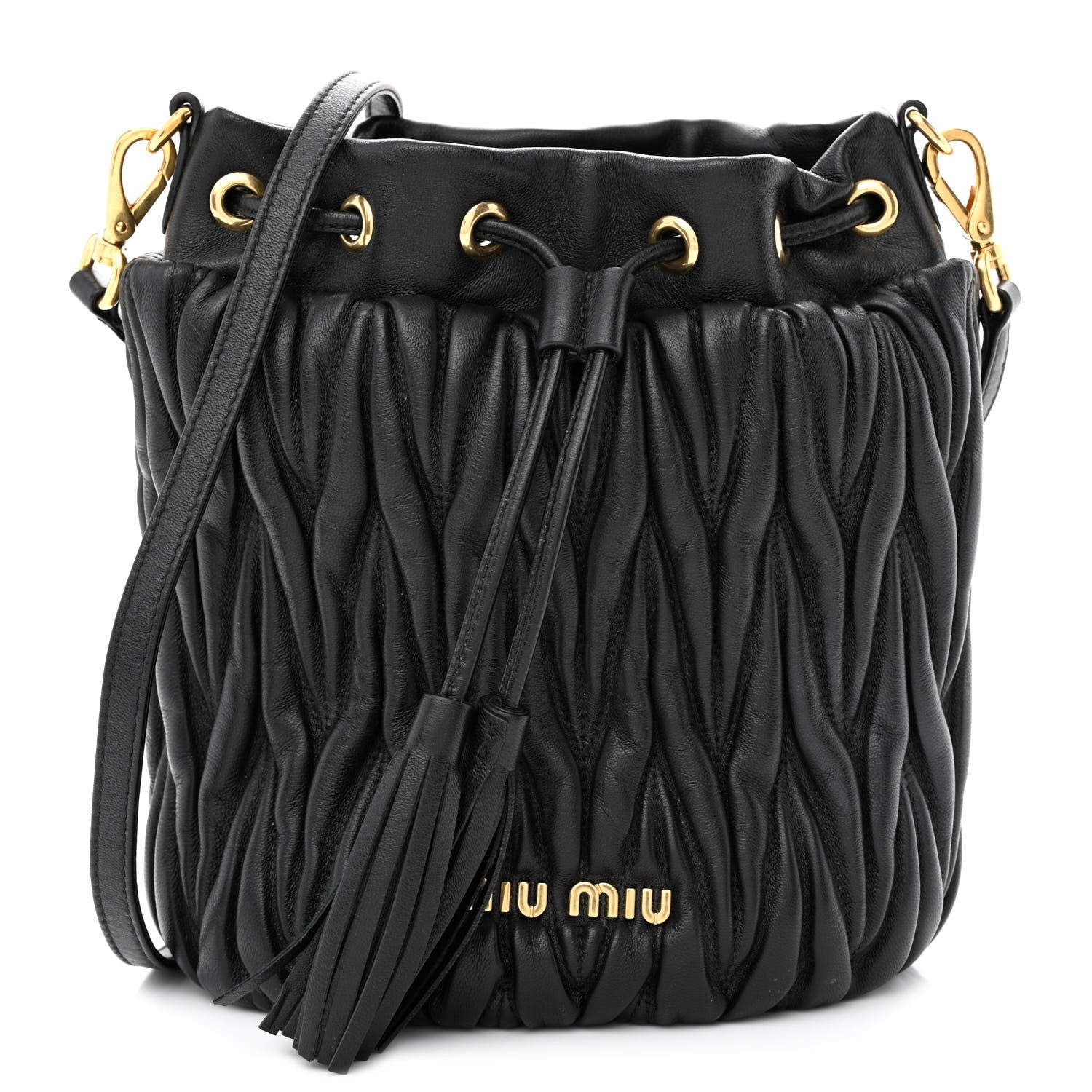 Miu Miu Nappa Matelasse Small Bucket Bag Black 1 of 11