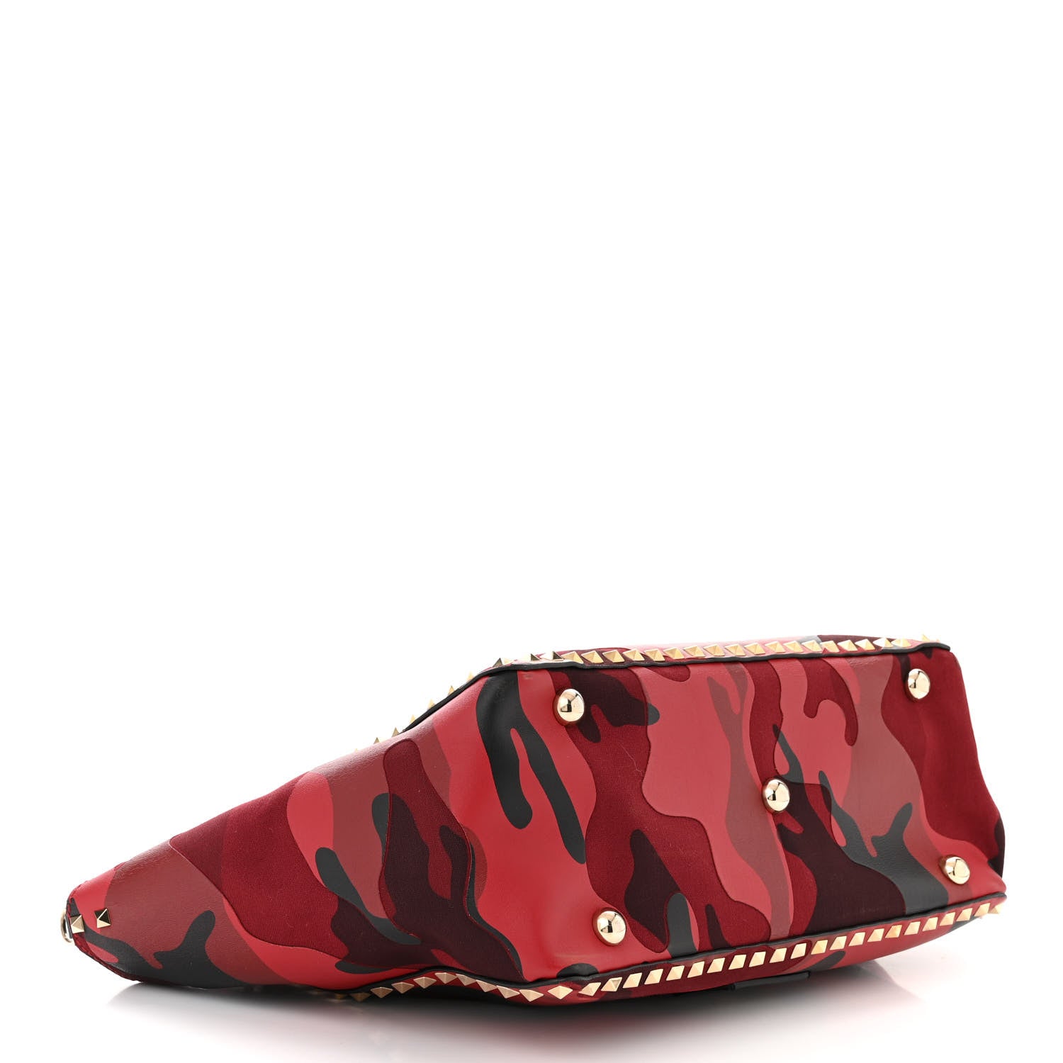 Valentino Garavani Nappa Canvas Camouflage Medium Rockstud Tote Red 4 of 9