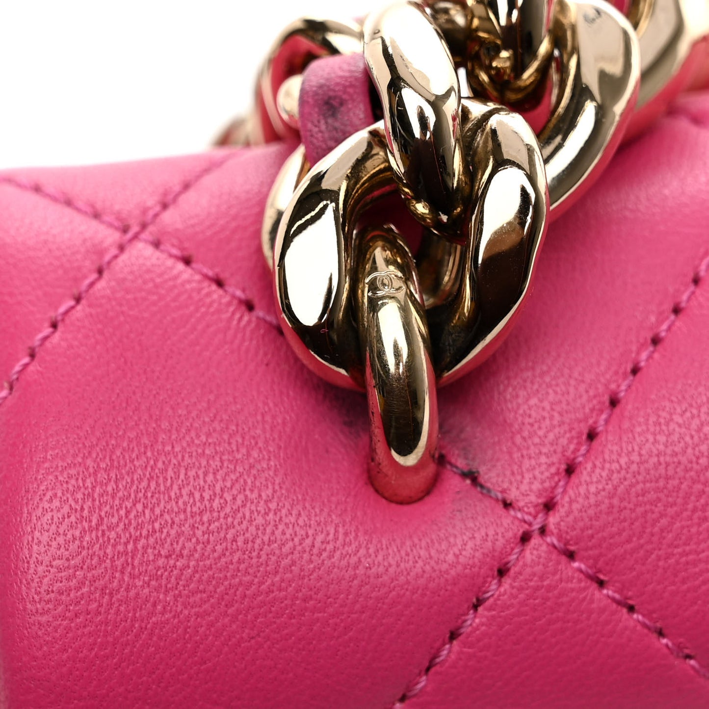Lambskin Quilted Resin Bi-Color Chain Flap Bag Pink